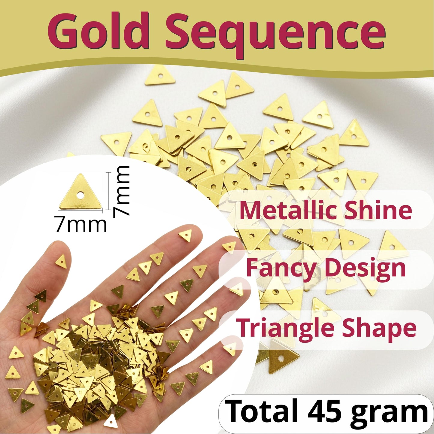 Festive gold aari work sparkle pieces add dress-craft shimmer to maggam work and dress decoration.