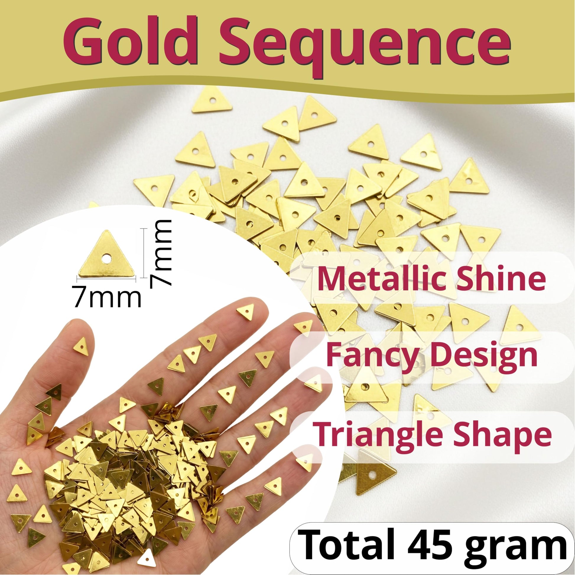 Festive gold aari work sparkle pieces add dress-craft shimmer to maggam work and dress decoration.