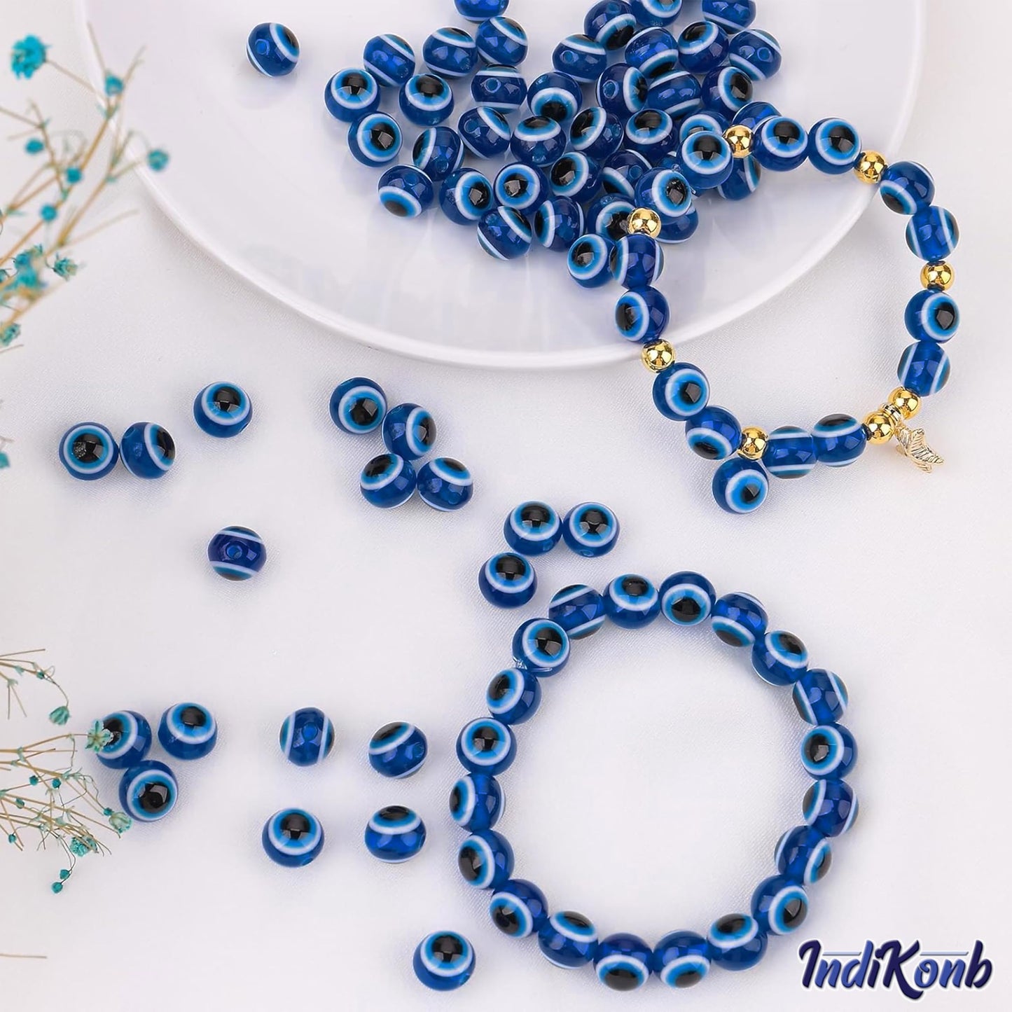 The colour and texture of blue 20 pcs beads supports bracelet making, necklace making and DIY jewellery projects.
