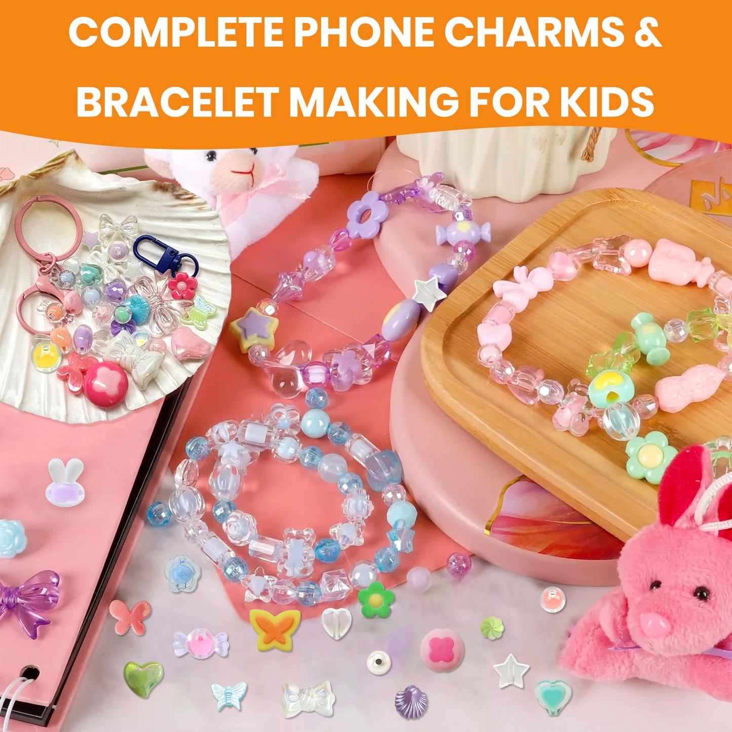 DIY Phone Charm Making Kit with Beads and Charms, Keychain MULTICOLOUR 02 image 5