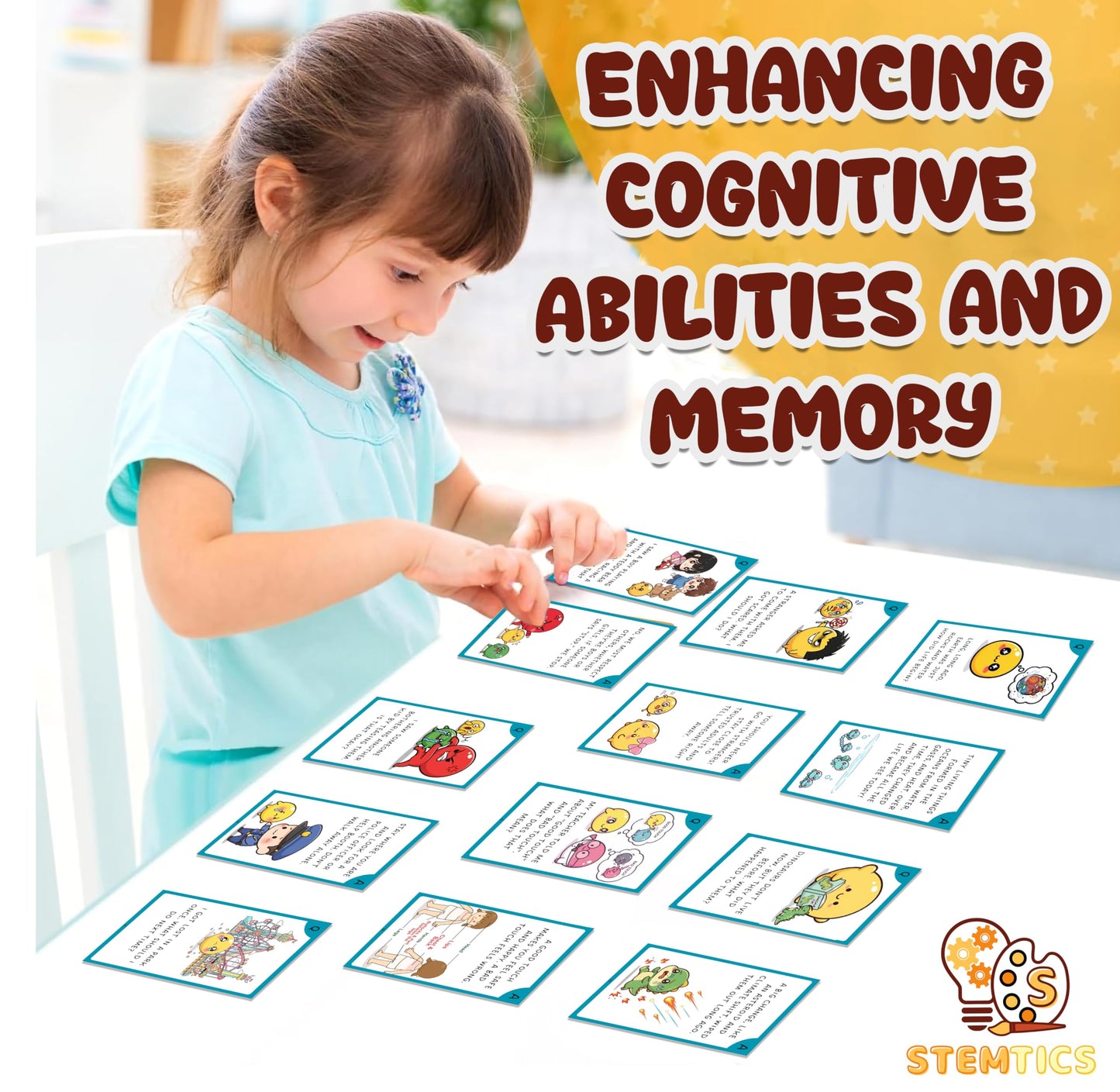 Multi-color General Knowledge Flash Cards for Kids Set Paper. Packaging and contents image showing the full item set.