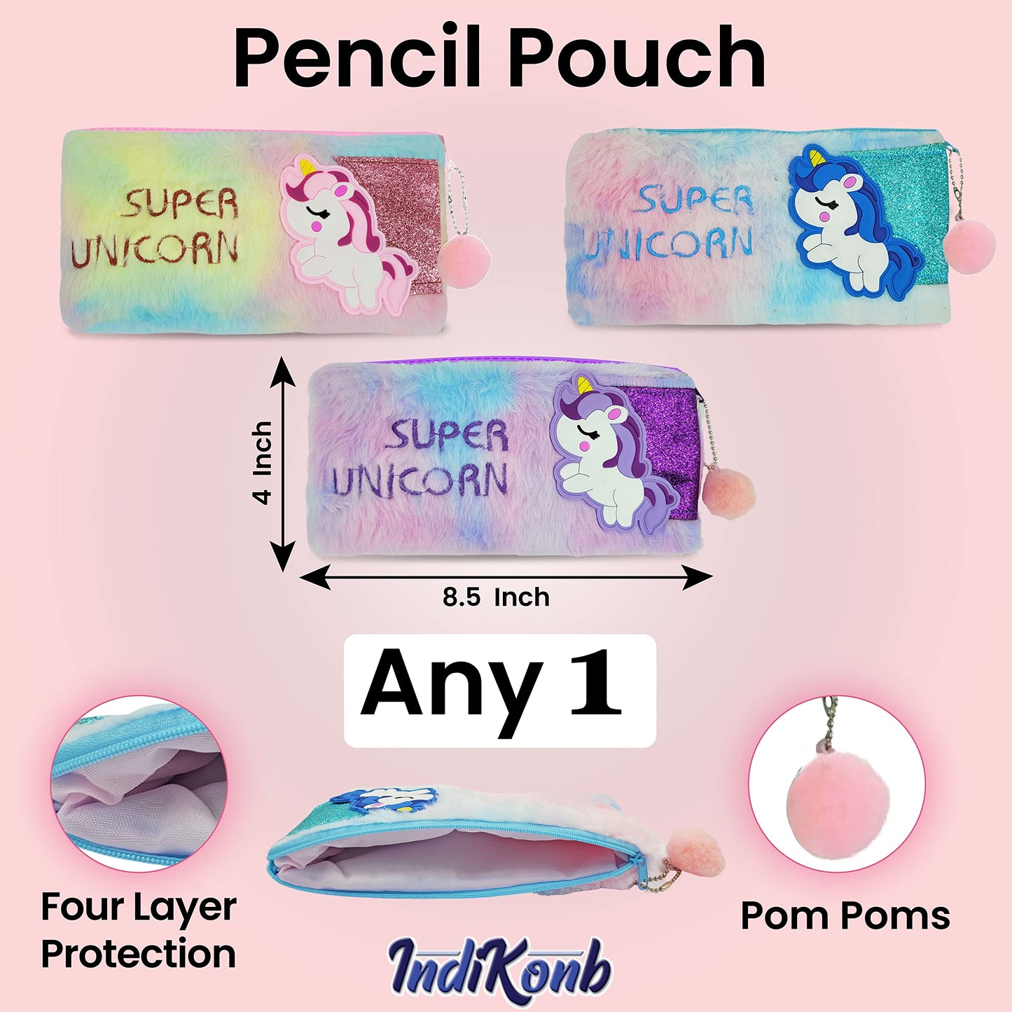 Pink and multicolour synthetic art and craft kit helps create neat decorative finish in school projects, creative hobby sessions and decorative craft finishing.