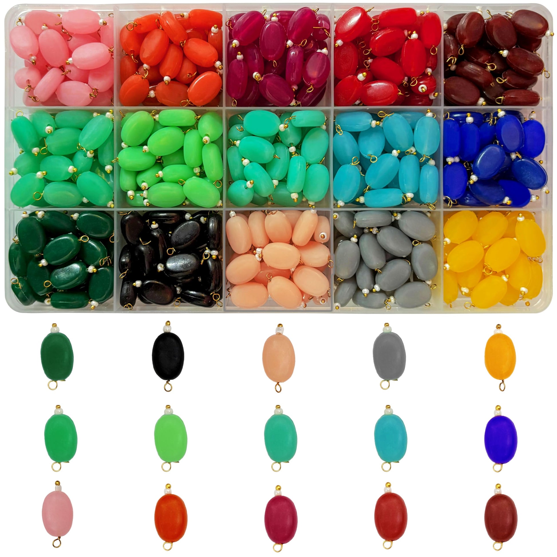 Multicolour Oval Hanging Beads Set for Jewellery Making product image