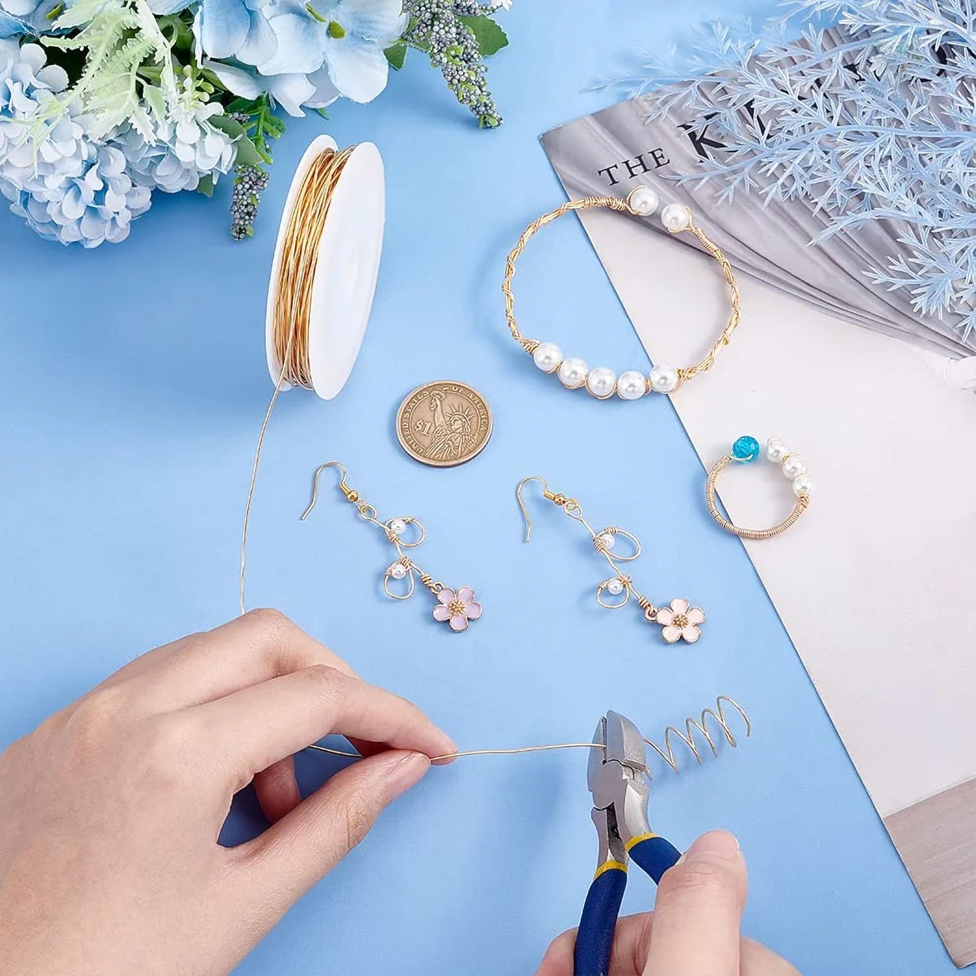 Silver.5 and copper metal craft wire or cord keeps craft binding, DIY accessory work and decorative craft finishing visually clean while adding neat decorative finish.