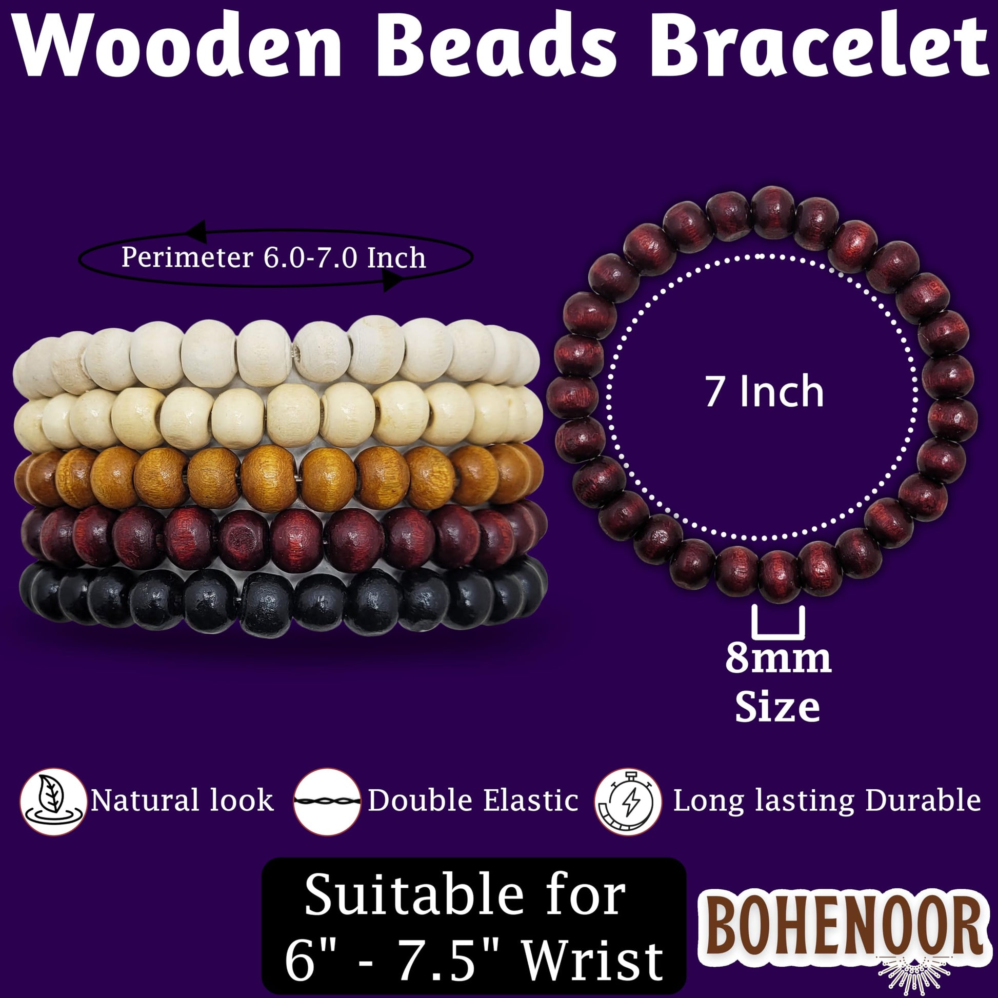 Multicolour wood and wooden bracelet helps add a neat decorative finish to gifting, festive outfits and decorative craft finishing.