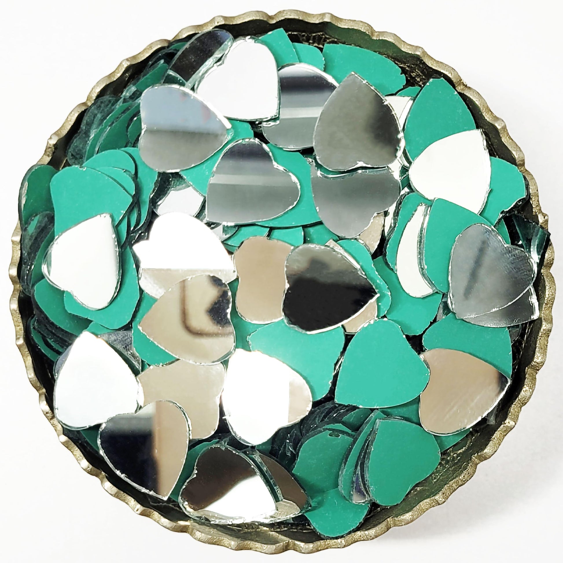 Silver Fancy Small Heart Glass Pieces for Art and Craft. Main product image showing the full product layout.