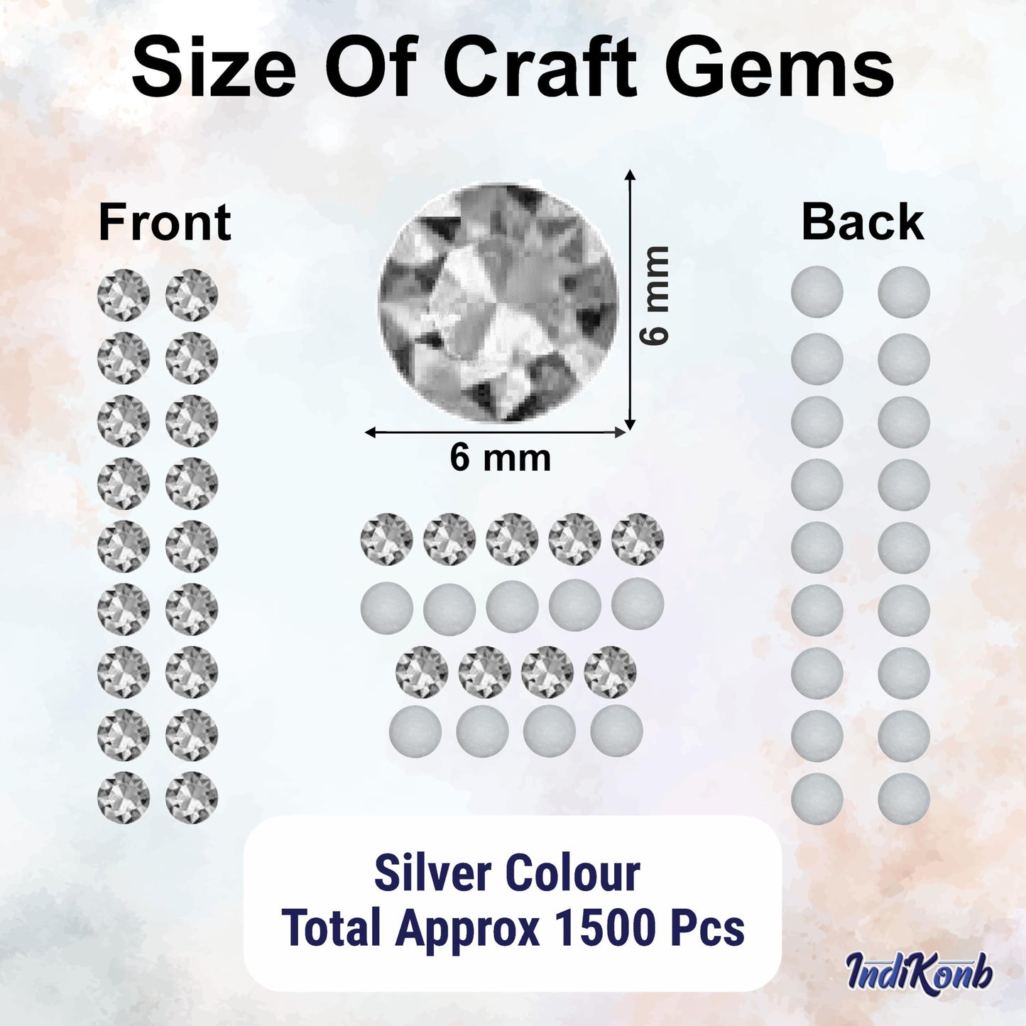 Silver 6mm and multicolour 4mm, 5mm, 6mm rhinestones and flatback stones help finish Lippan art and fabric decoration with a refined look.