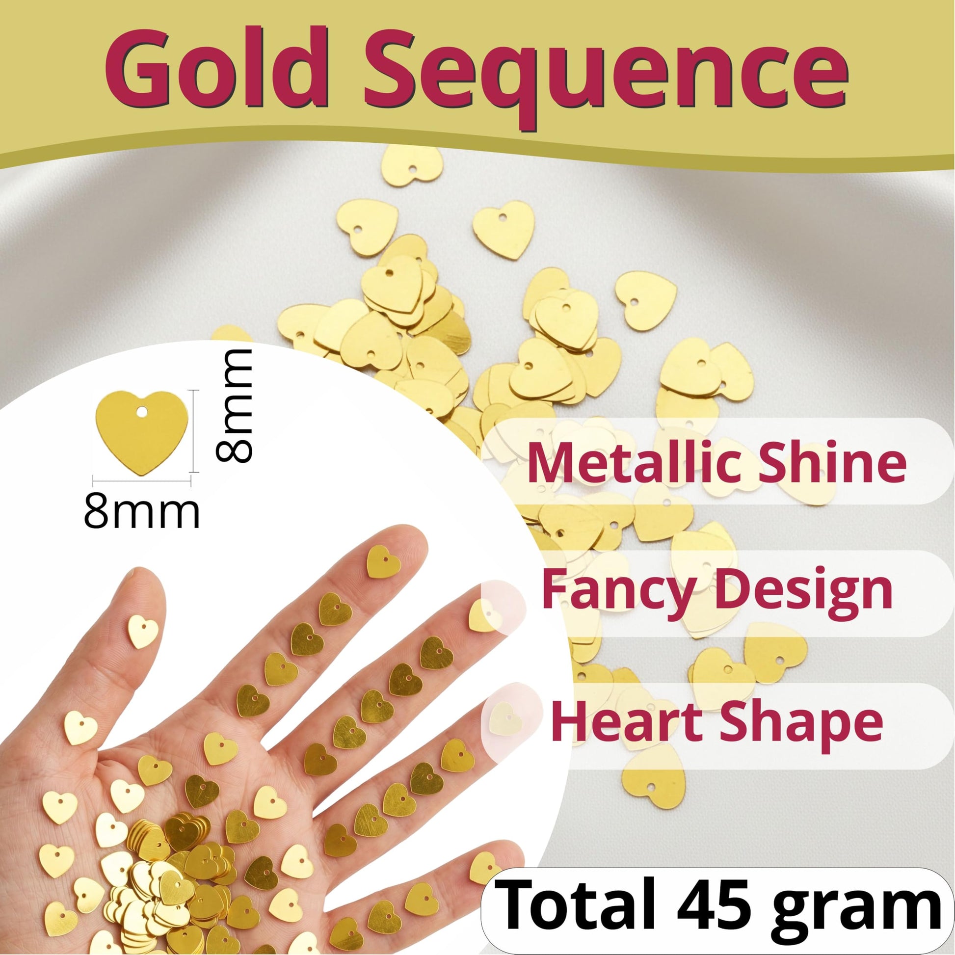 Give maggam work a handmade touch with 8mm gold dress craft sequins for dress decoration.
