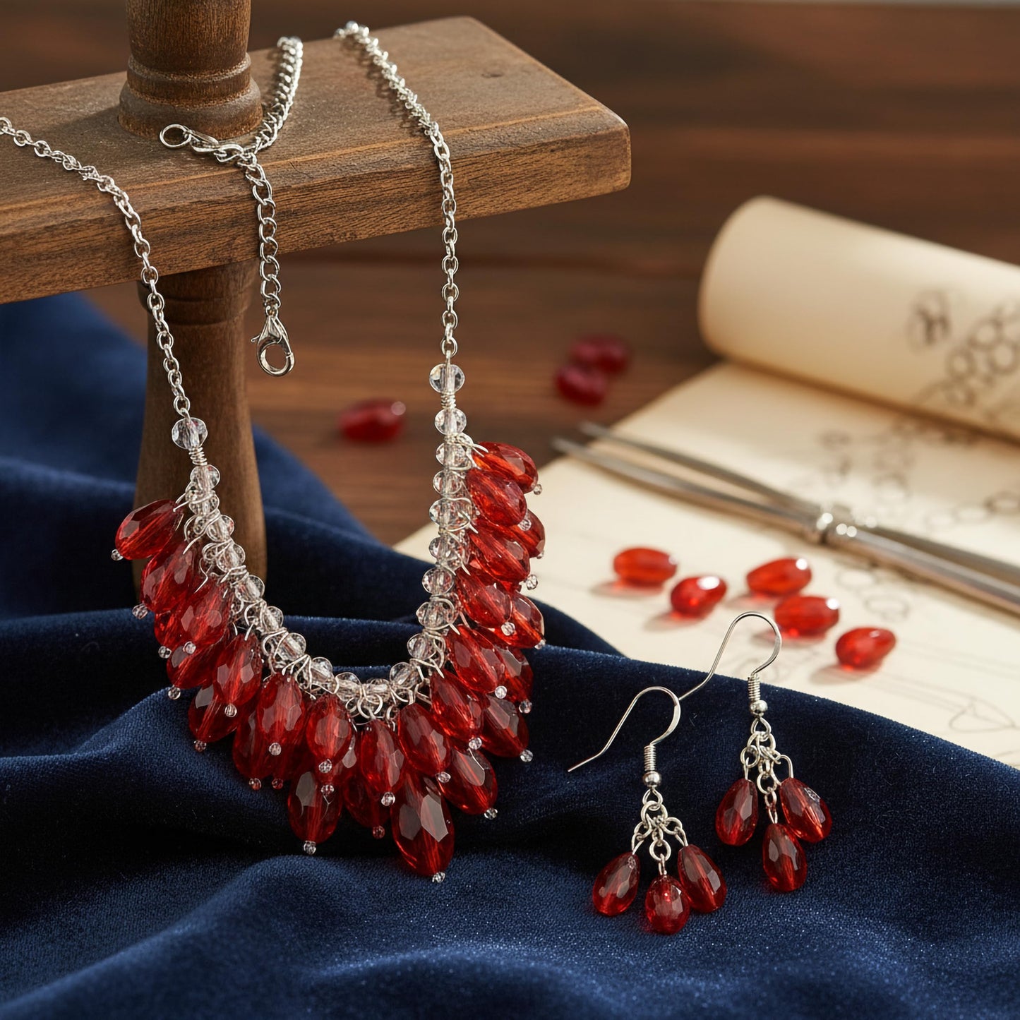Bring polished movement to DIY accessories with 15x10mm red drop beads for beadwork projects.