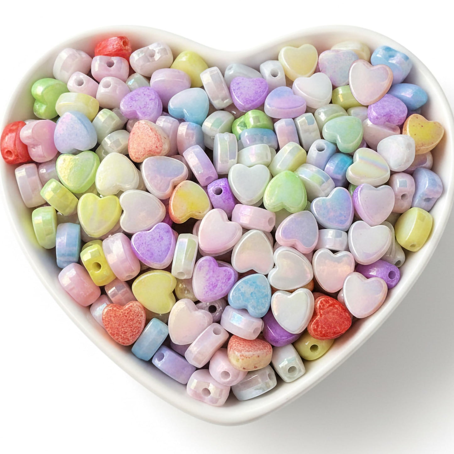 DIY Heart Beads for Jewelry Making, Iridescent Acrylic Heart Multicolor product image