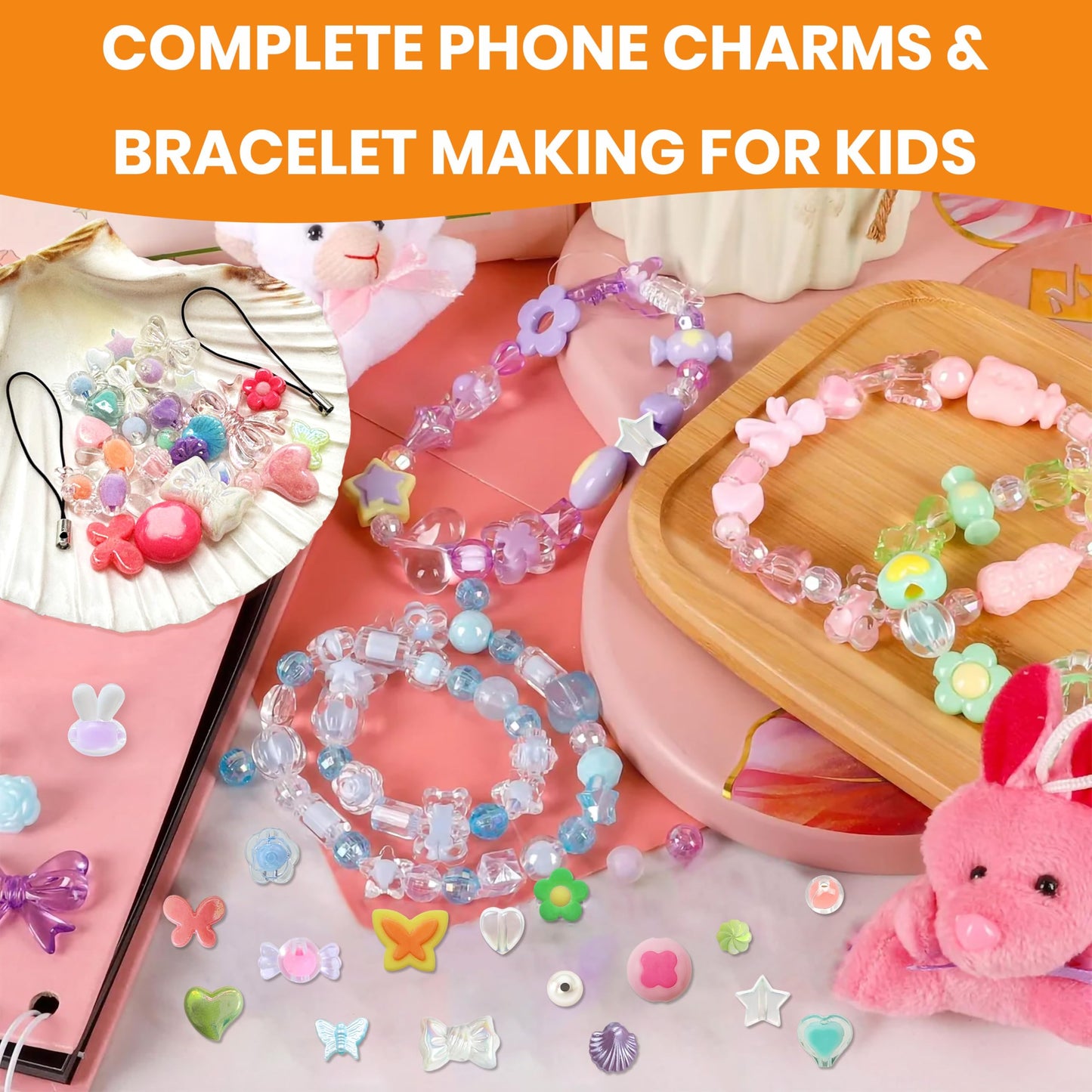 DIY Phone Charm Making Kit with Beads and Charms, Keychain MULTICOLOUR 01 image 5