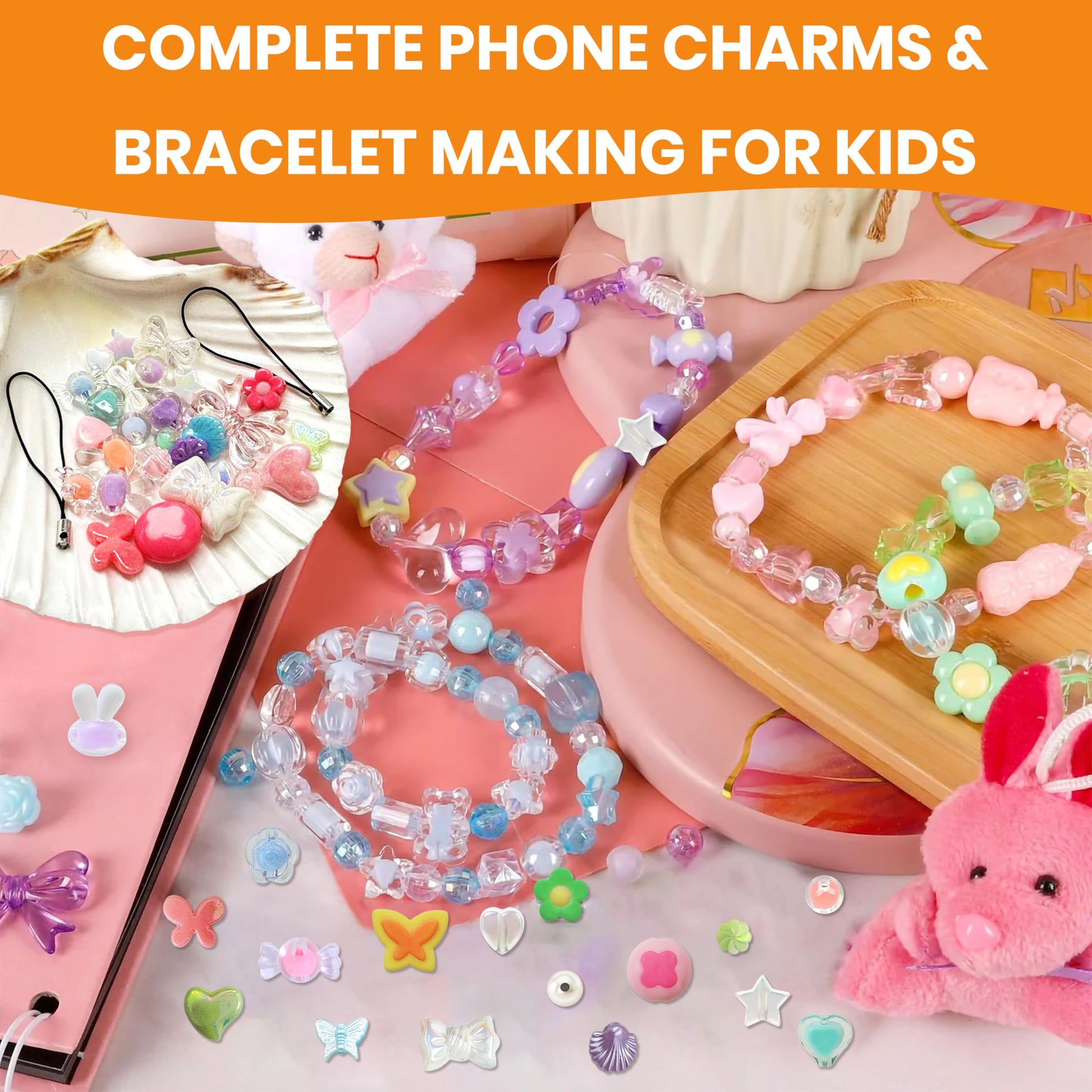 DIY Phone Charm Making Kit with Beads and Charms, Keychain MULTICOLOUR 01 image 5