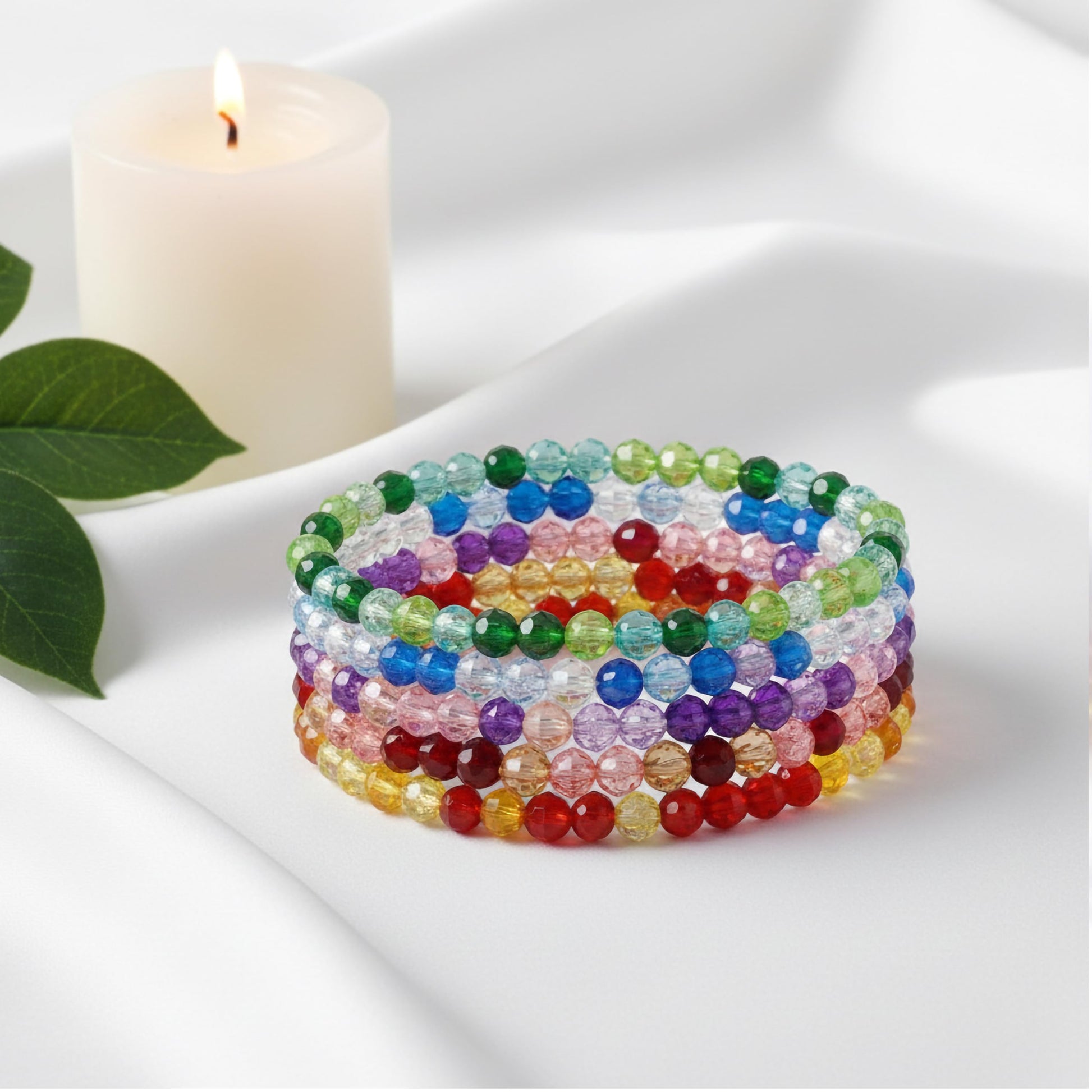 Layer cute bracelet stacks with multicolor beads for friendship wear, parties and gifting.