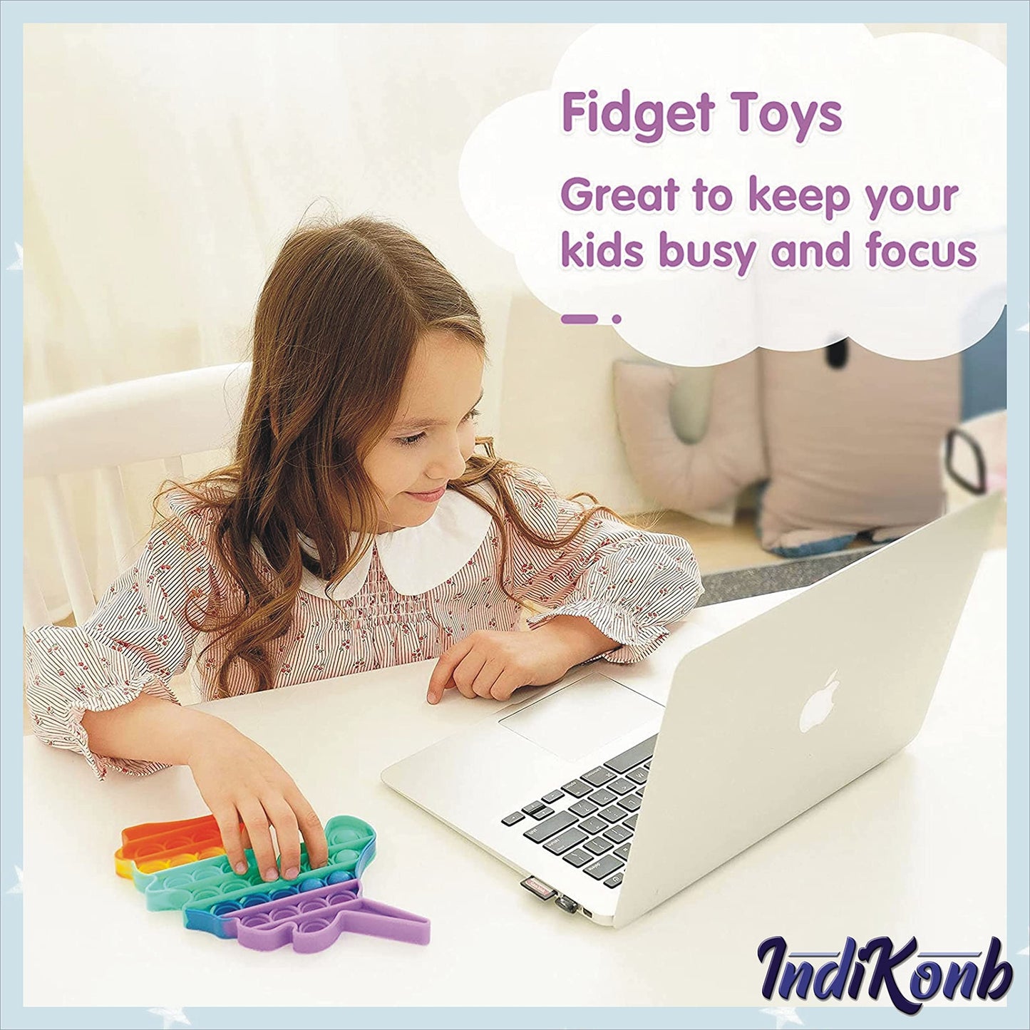 Projects a neat clean decorative finish comes through clearly in 5 random pop its silicone fidget toy set for travel entertainment and kids play.