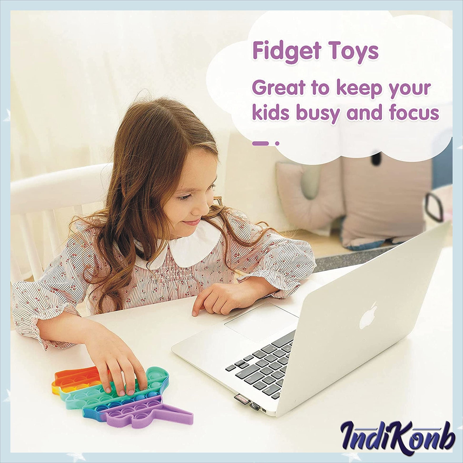 Projects a neat clean decorative finish comes through clearly in 5 random pop its silicone fidget toy set for travel entertainment and kids play.