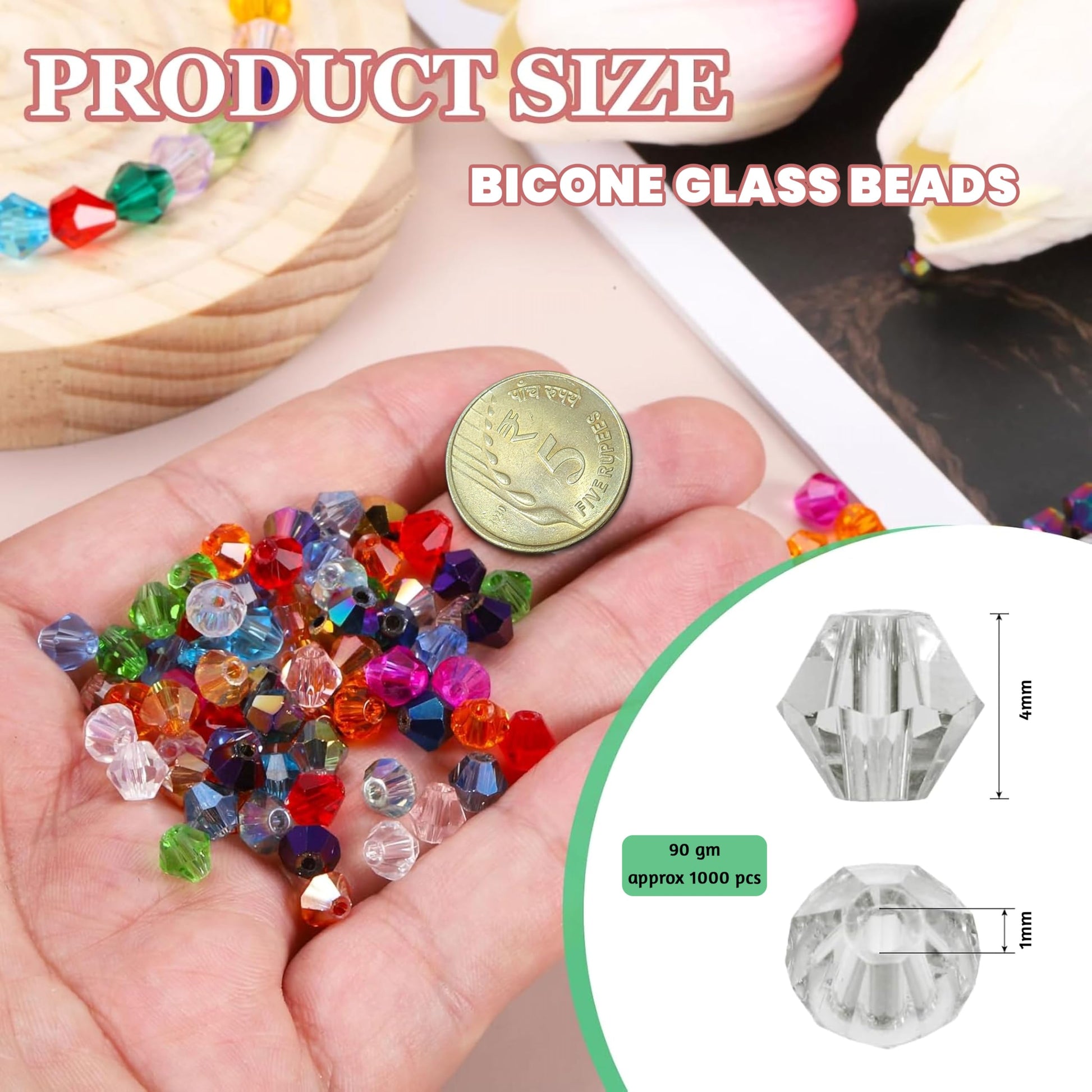 White Multicolor Kundan Stones for Embroidery and Jewelry. Close-up image showing color, shape, finish, and texture details.