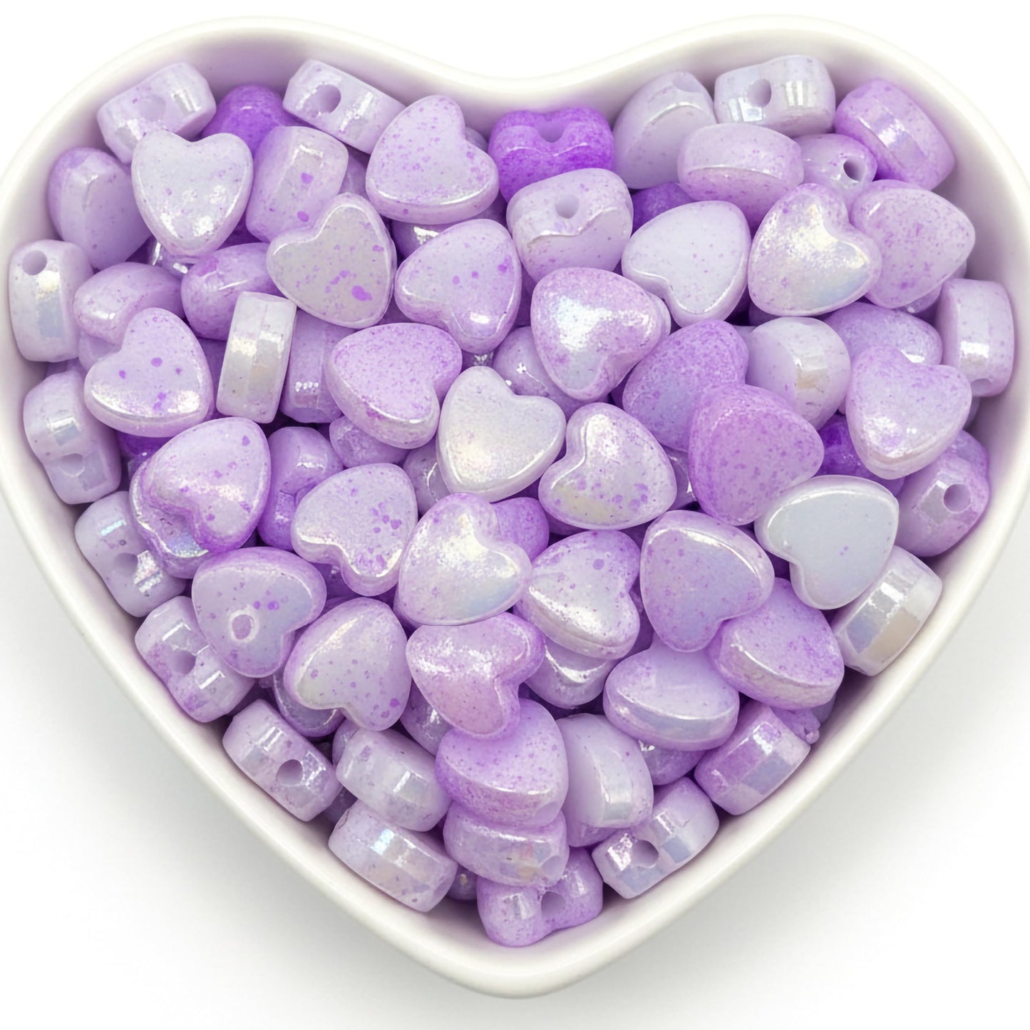 DIY Heart Beads for Jewelry Making, Iridescent Acrylic Heart Purple product image