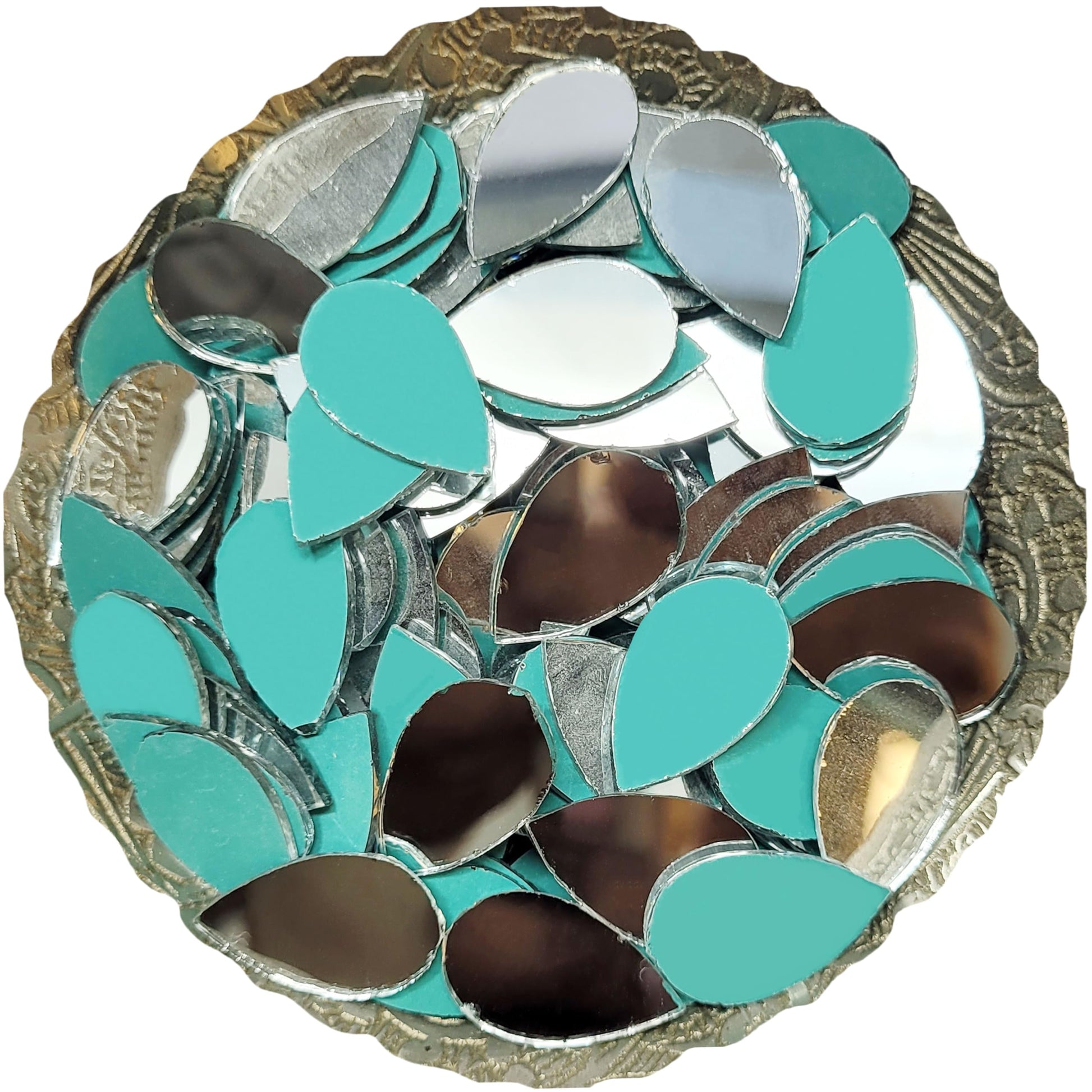 Silver Fancy Small Drop Glass Pieces for Art and Craft. Main product image showing the full product layout.