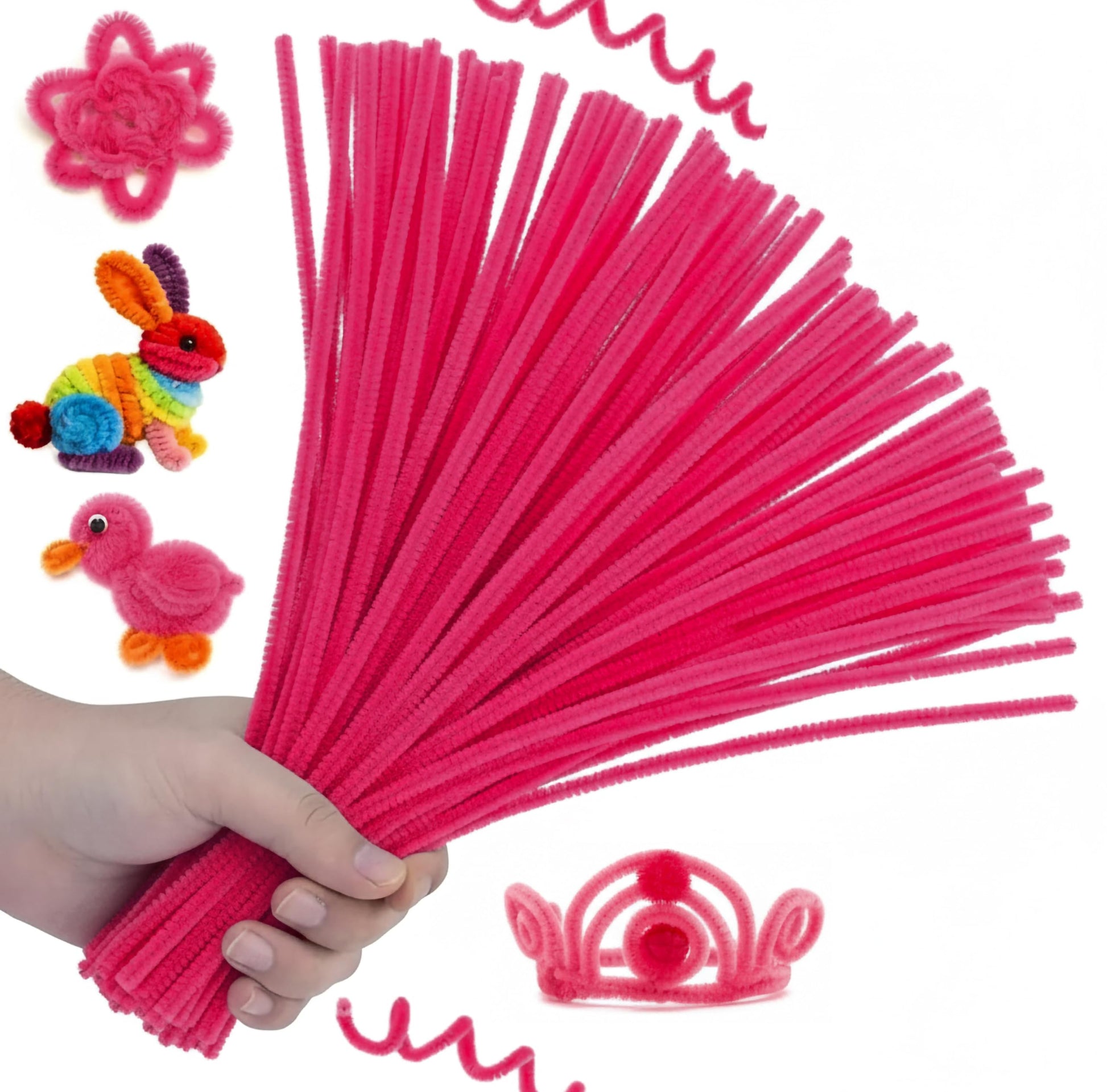 Bring bendable craft shape into flower making with soft fuzzy stems for school art.