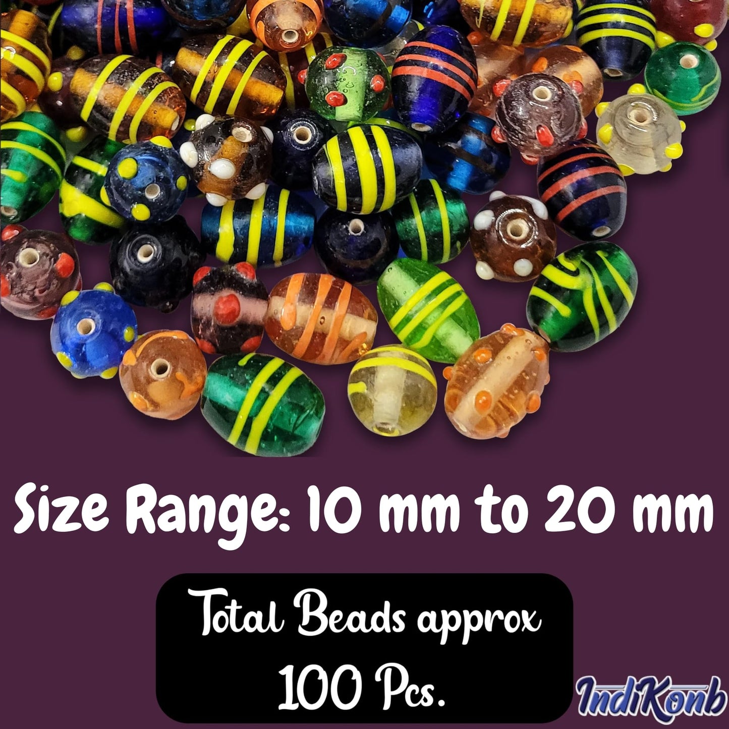 Large Fancy Glass Beads - 100 pcs