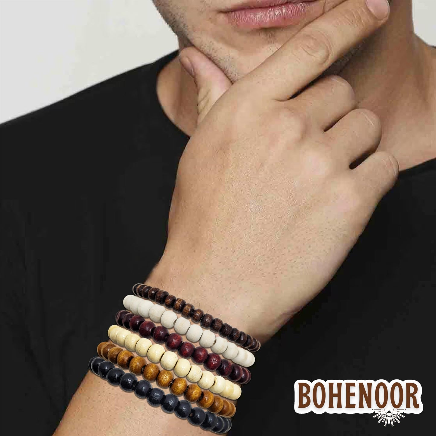 For neat results in party wear and gifting, multicolour wood and wooden bracelet is a useful detail.