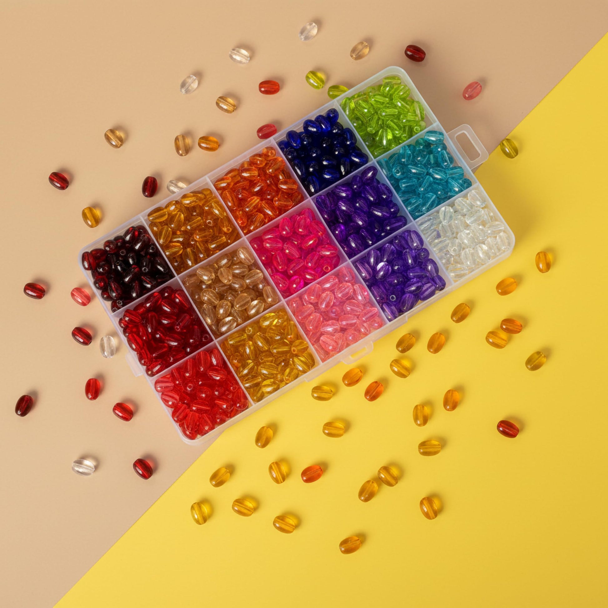 Use assorted transparent smooth glass beads to add glossy movement to DIY jewelry projects and bracelet making.