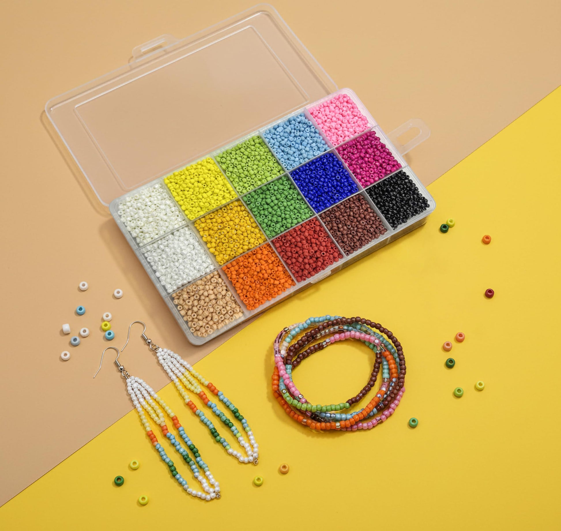 Glass Seed Beads for Jewellery Making, 3mm Small Mini Beads 15 Colors image 3
