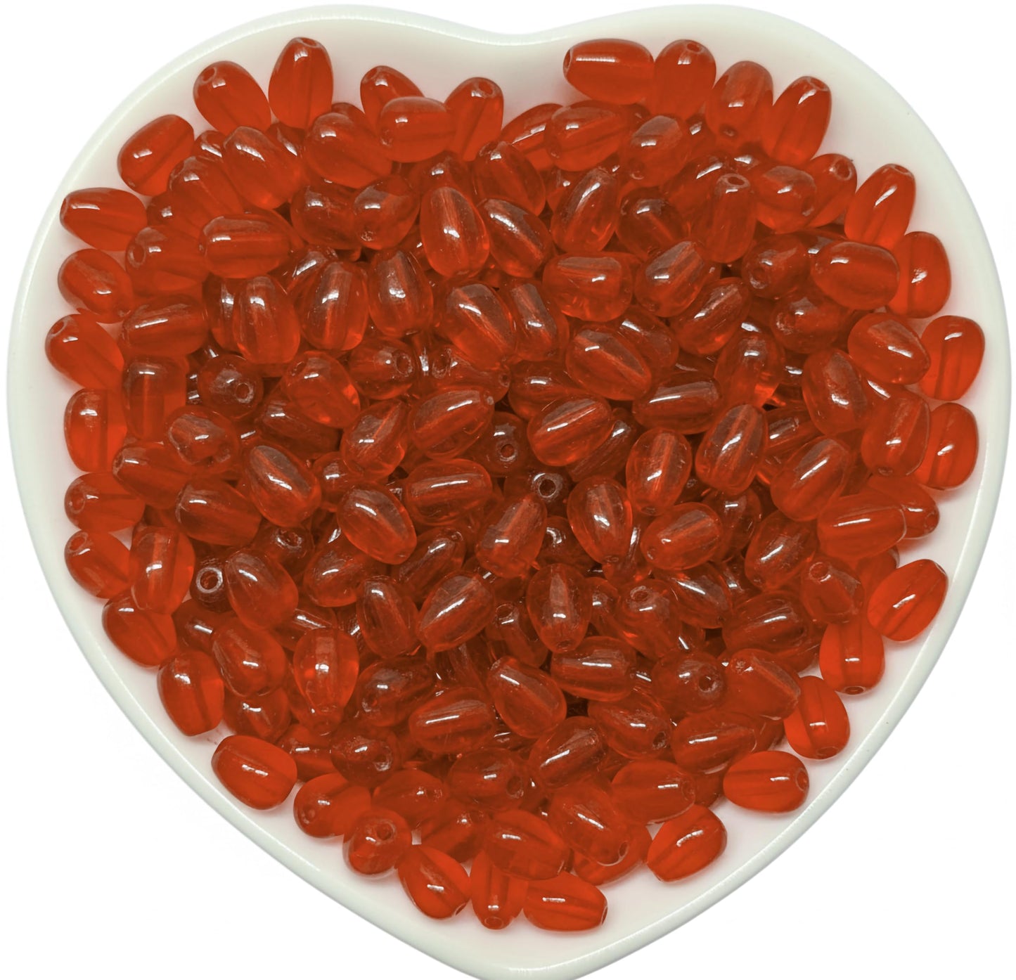 Create a neat finish in DIY jewelry projects and bracelet making with 8x5mm dark orange transparent assorted drop beads.