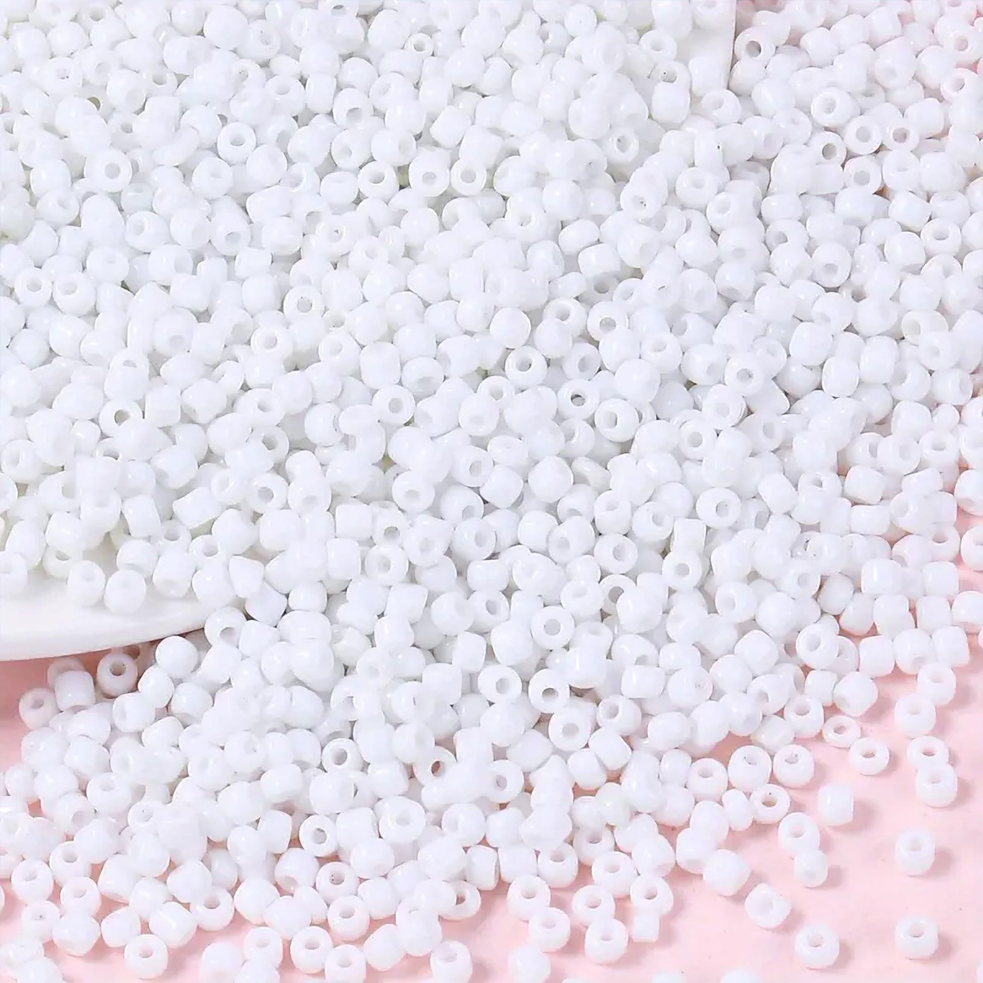 A clean decorative look makes white 2mm and 02mm beads suitable for bracelet making, necklace making and DIY jewellery projects.