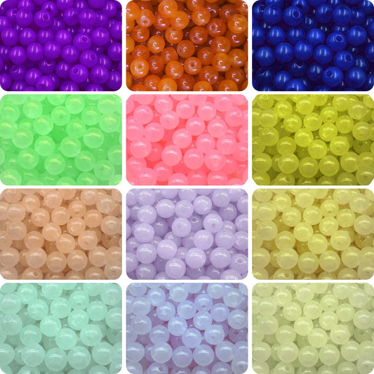 Jelly Glass Pearl Beads - Multicolour Round Beads (8mm) - Assorted Colours