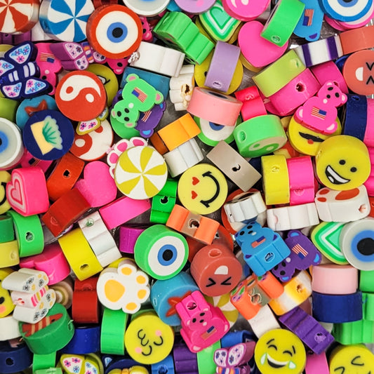 When bracelet making, necklace making and DIY jewellery projects needs a clean decorative look, multicolour fimo and polymer clay beads work well.