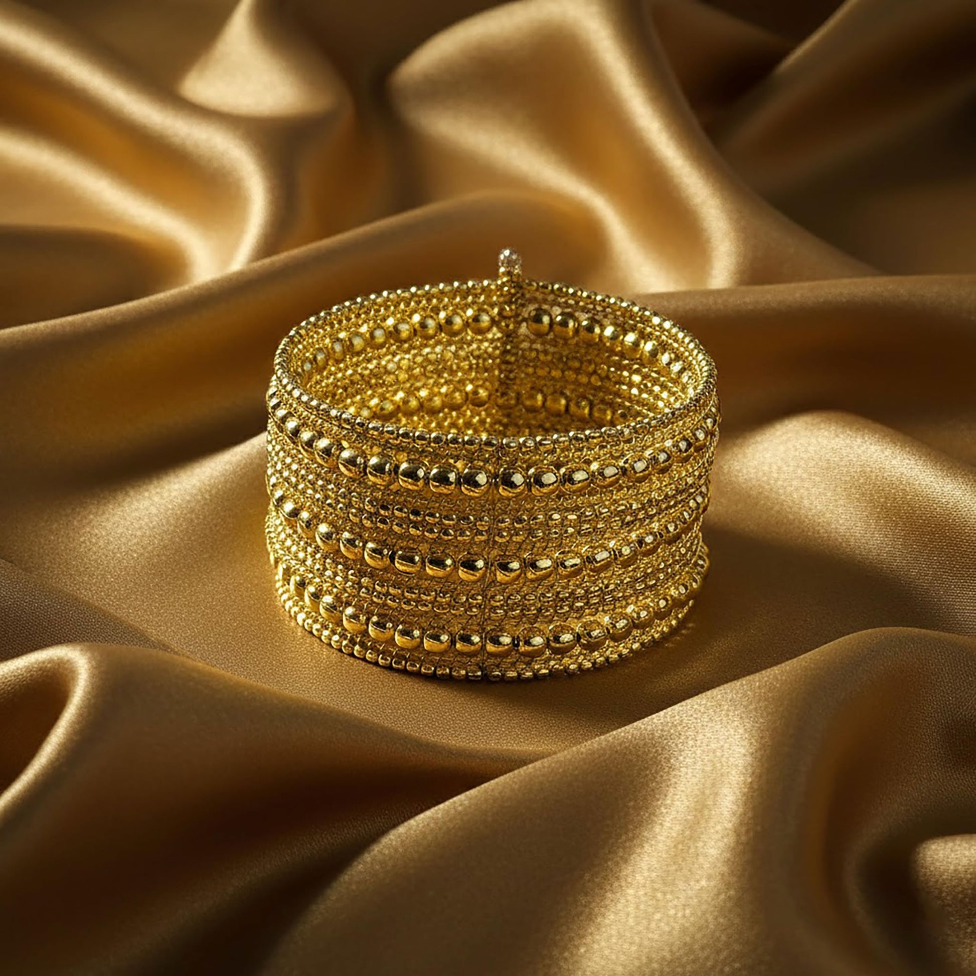 Gold Plated Cuff Bracelet for Women, Chunky Kada Bangle Set GOLDEN image 3