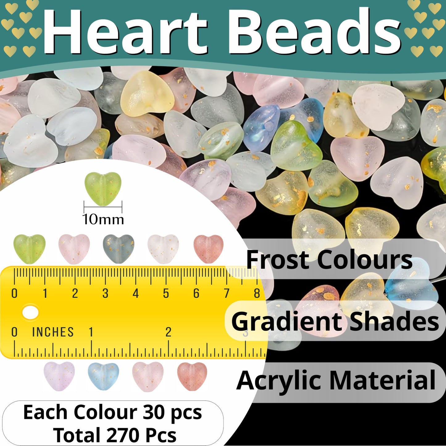 Build phone charm craft and DIY jewelry around cute frosted heart accents.