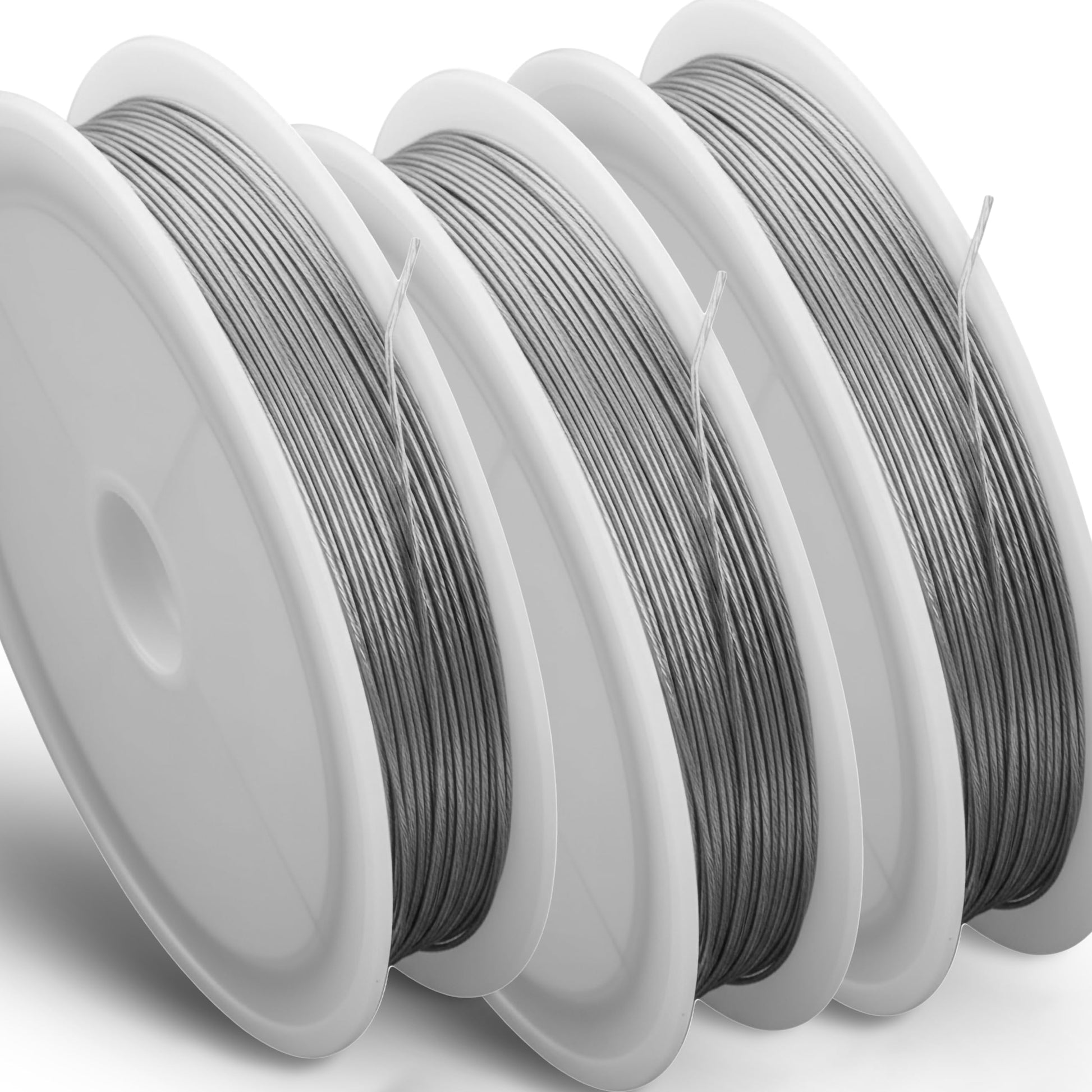 Bring neat handmade detail to bracelet making and necklace designs through smooth silver beading wire rolls.