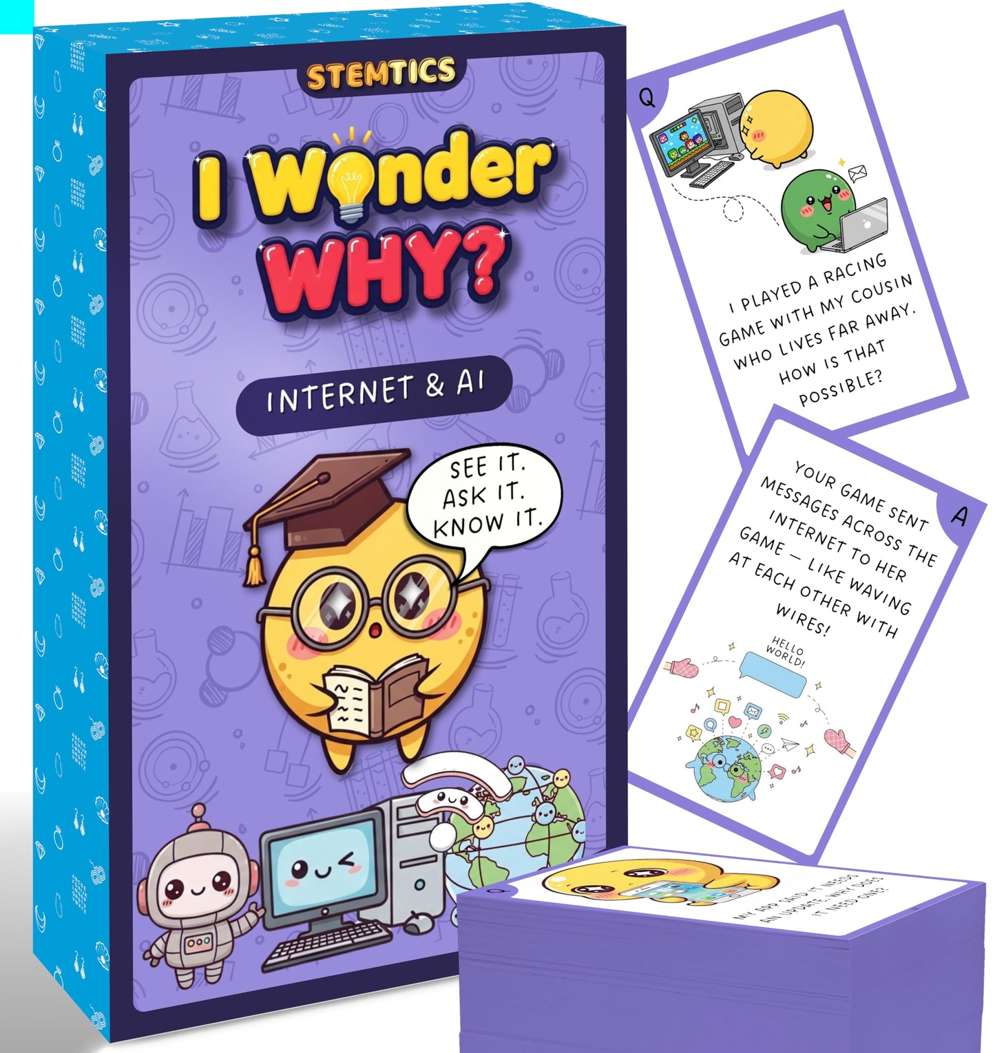 Multi-color Internet and Ai Science Flash Cards for Kids Set Paper. Main product image showing the full product layout.
