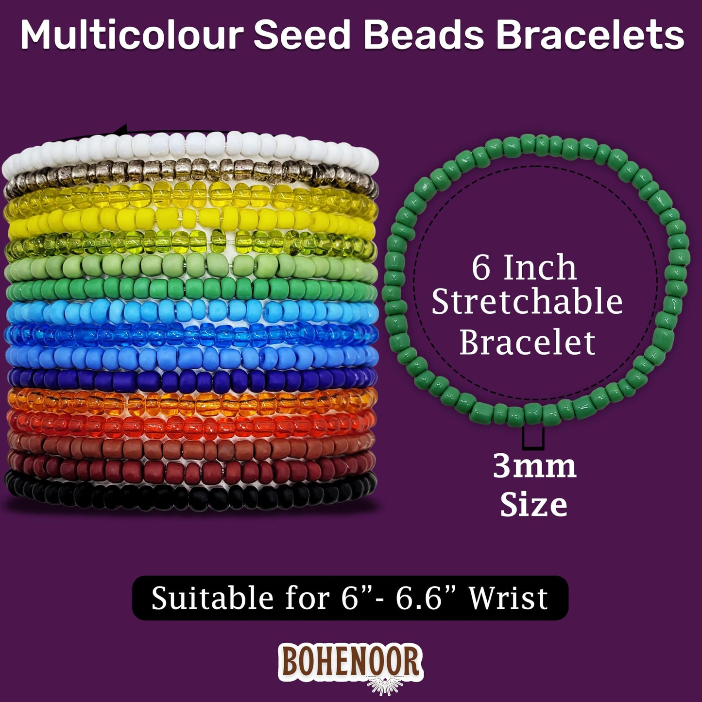 For polished results in casual accessory looks, multicolour glass and elastic bracelet helps complete the design.