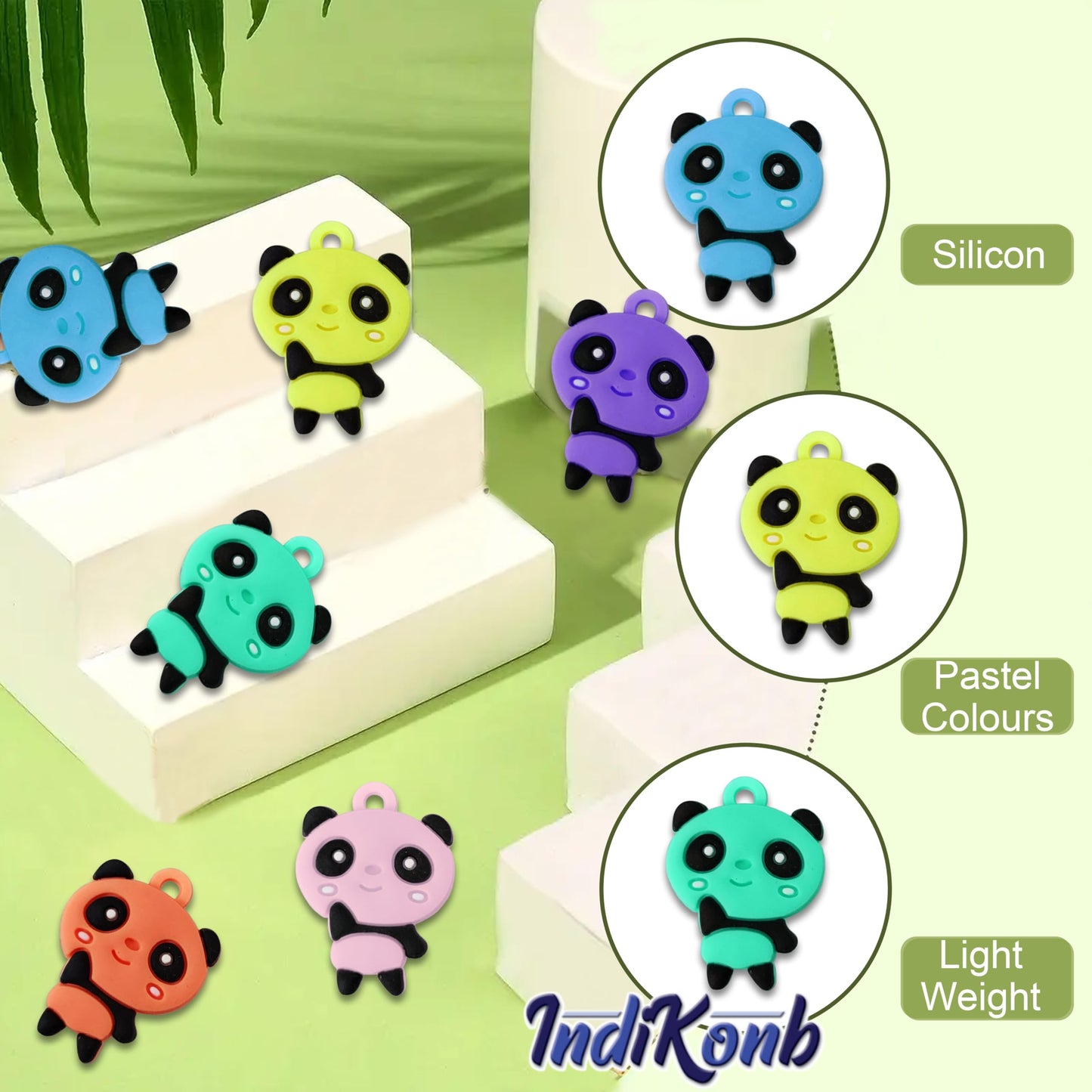 The neat decorative finish finish of panda charm and multicolour 24 mm keychain rings works nicely in craft accessories, lanyard making and decorative craft finishing.