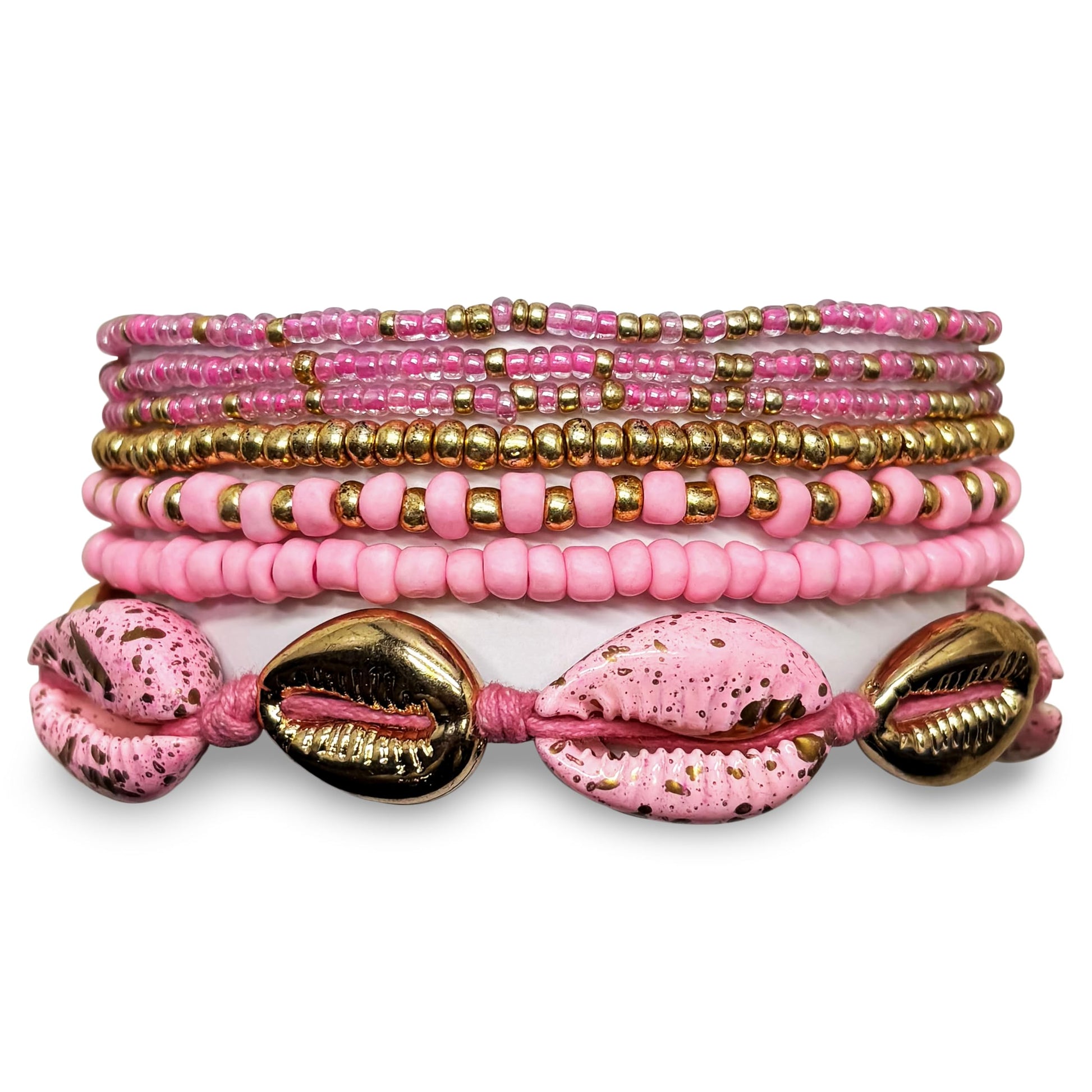 Pink Bohemian Layered Bracelet Stack for Women, Shell product image