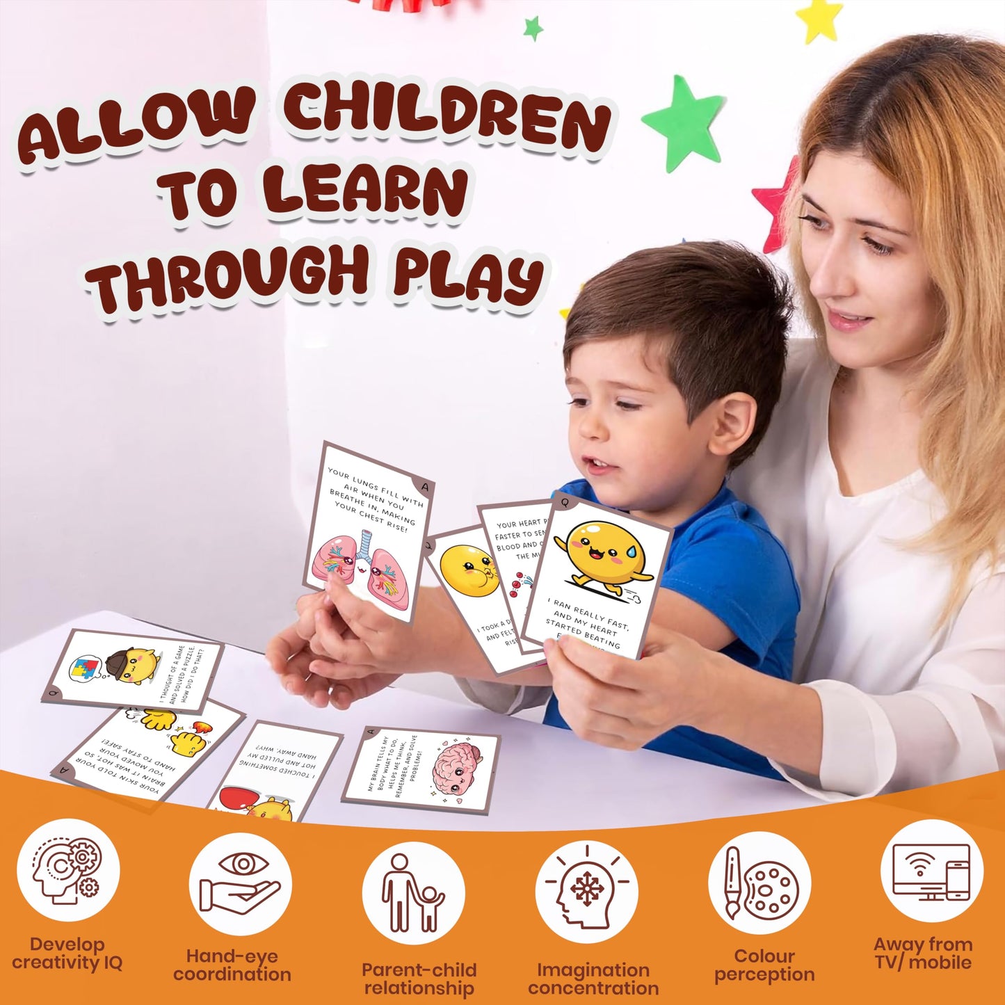 Multi-color Biology Science Flash Cards for Kids Set Paper. Detailed image showing material, texture, and design.