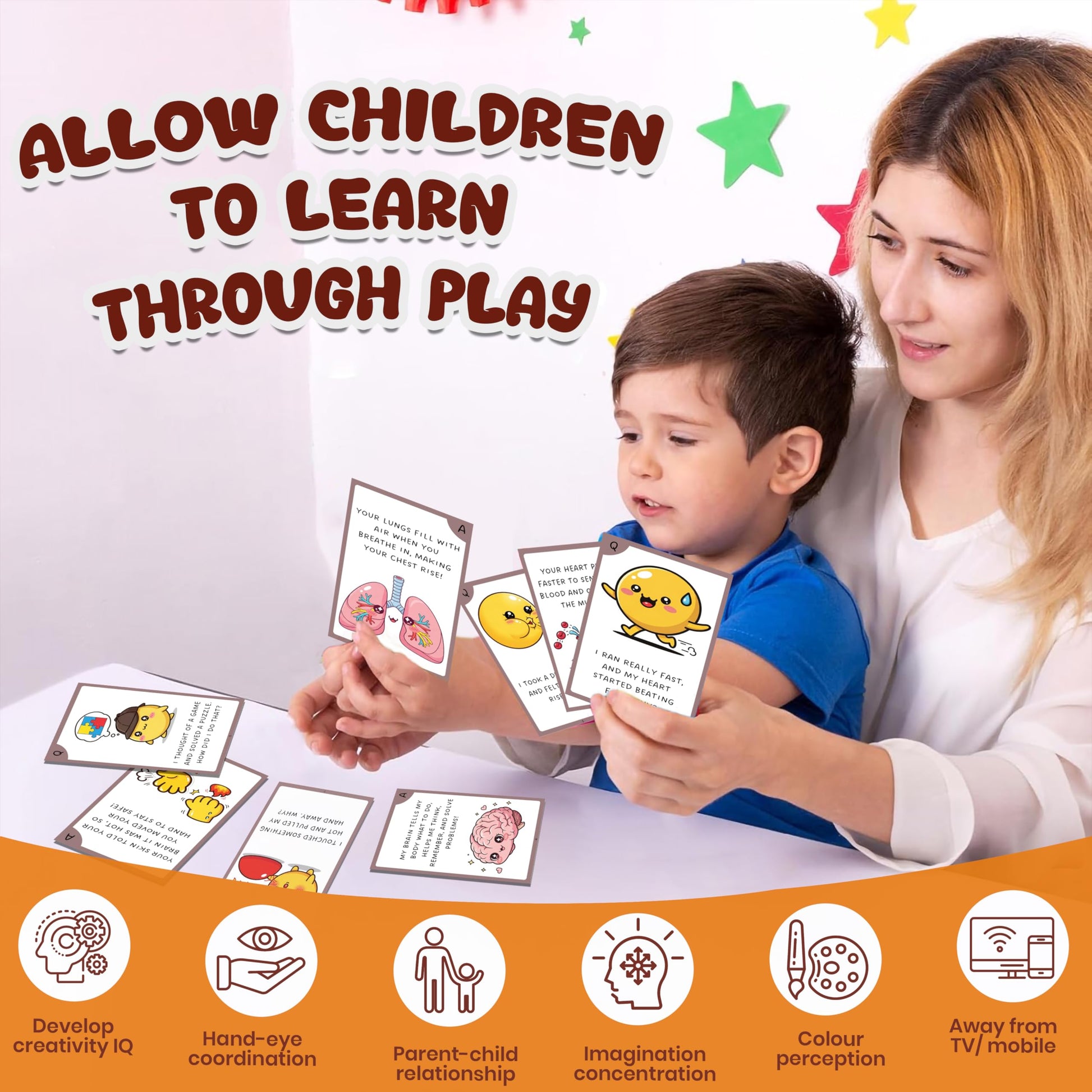 Multi-color Biology Science Flash Cards for Kids Set Paper. Detailed image showing material, texture, and design.