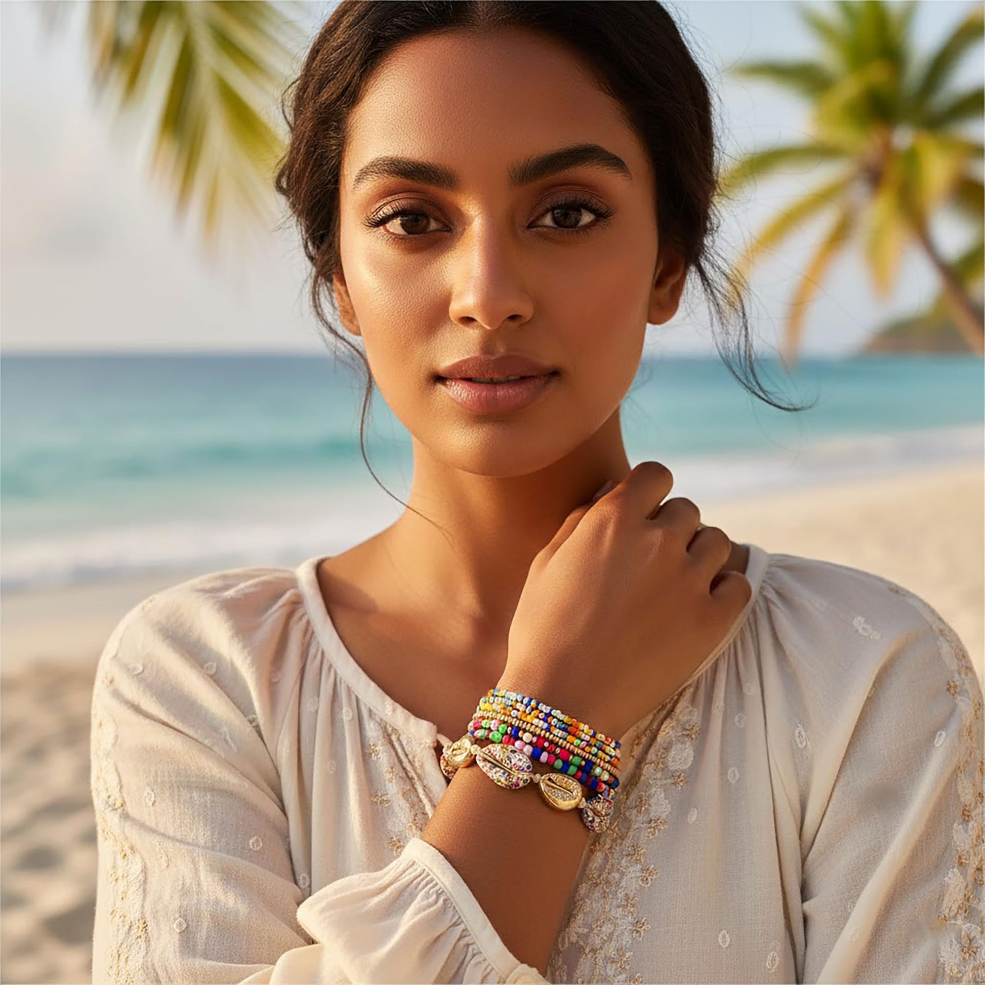 Multicolor Bohemian Layered Bracelet Stack for Women image 2