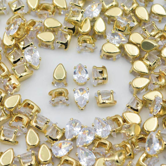 Use drop 5x7 and gold rhinestone and stone rhinestones and flatback stones for embellishment work, Lippan art and fabric decoration when the design needs a sparkling look.