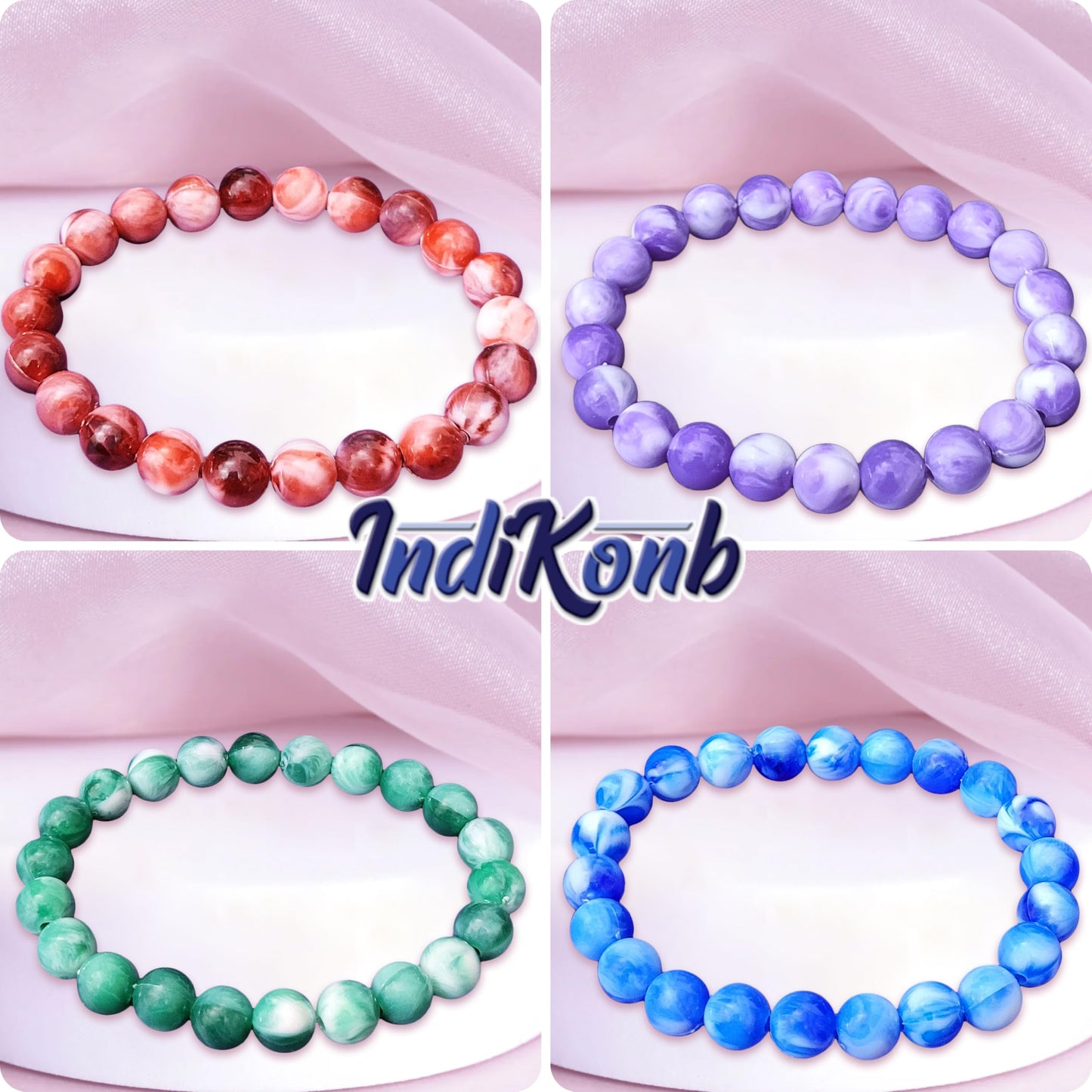 Multicolor Plastic Lucid Marbles Beads Set Size 8mm for Bracelet and Acrylic. Detailed product image showing size, surface, and material quality.