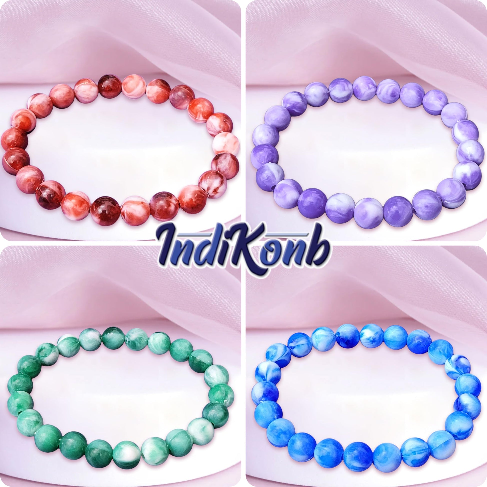 Multicolor Plastic Lucid Marbles Beads Set Size 8mm for Bracelet and Acrylic. Detailed product image showing size, surface, and material quality.