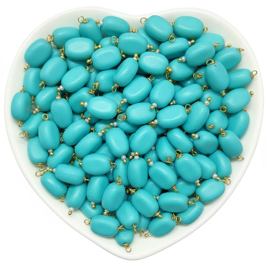Add eye-catching detail to blouse latkans and saree kuchu work using 10x7mm cyan glossy Monalisa bead accents.
