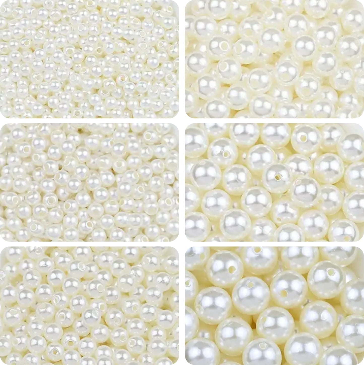 For a cleaner finish in bracelet making, necklace making and DIY jewellery projects, offwhite 4mm, 5mm, 6mm,8mm,10mm,12mm beads are a useful choice.