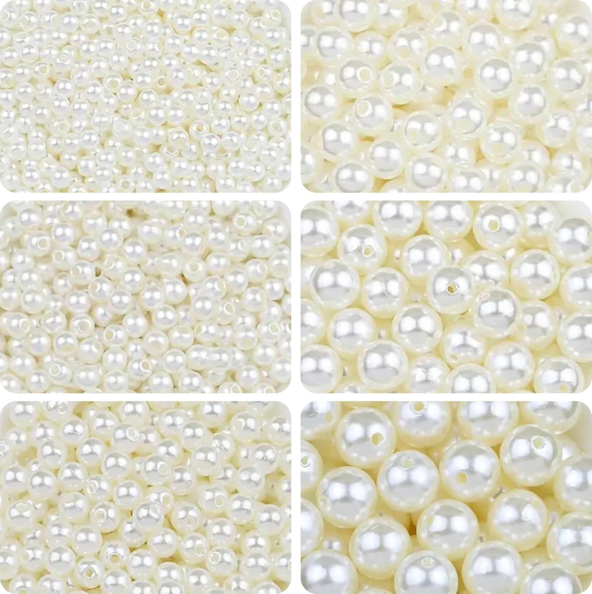 For a cleaner finish in bracelet making, necklace making and DIY jewellery projects, offwhite 4mm, 5mm, 6mm,8mm,10mm,12mm beads are a useful choice.