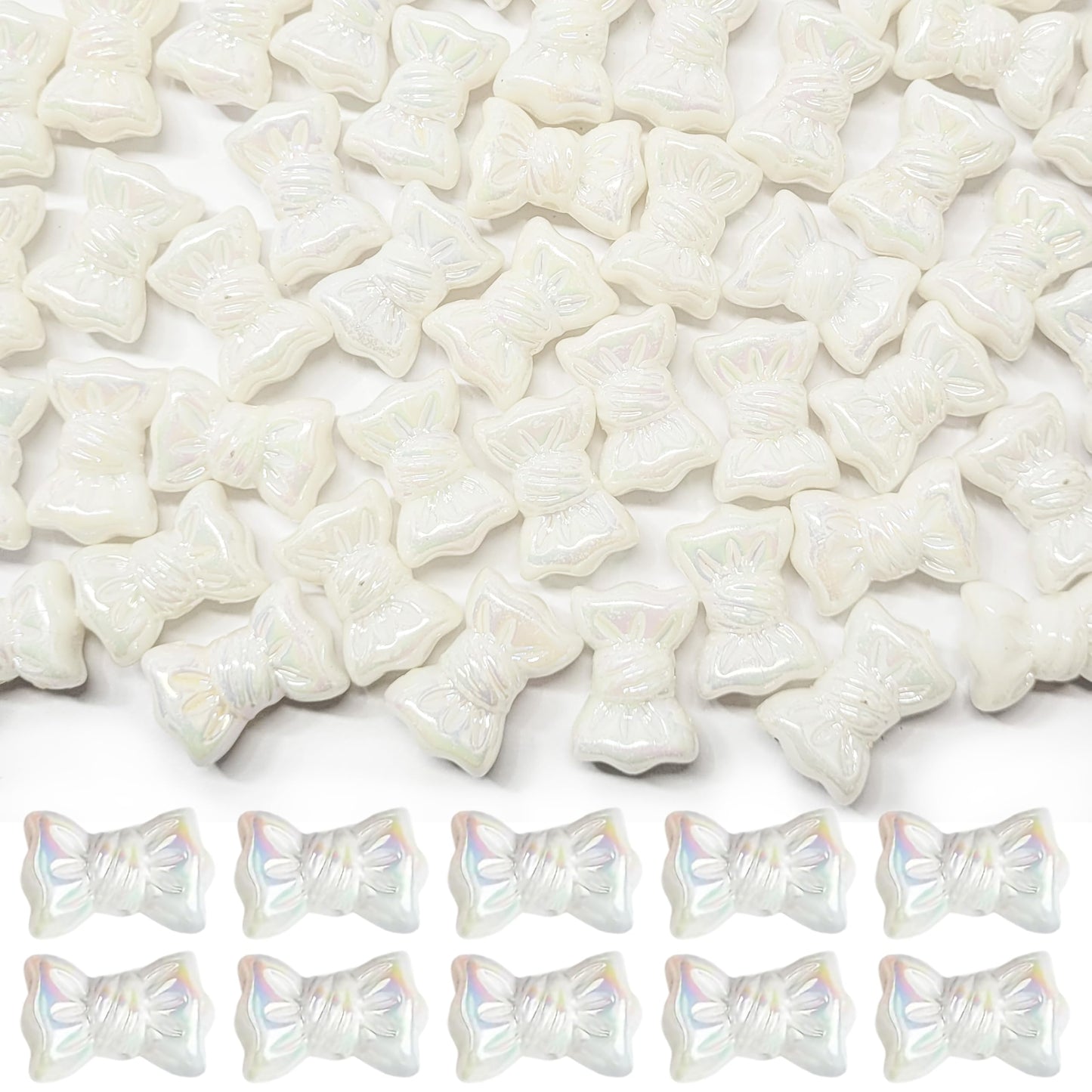 White DIY Phone Charm Making Kit with Beads and Charms. Main product image showing the full assortment for jewelry making and craft work.