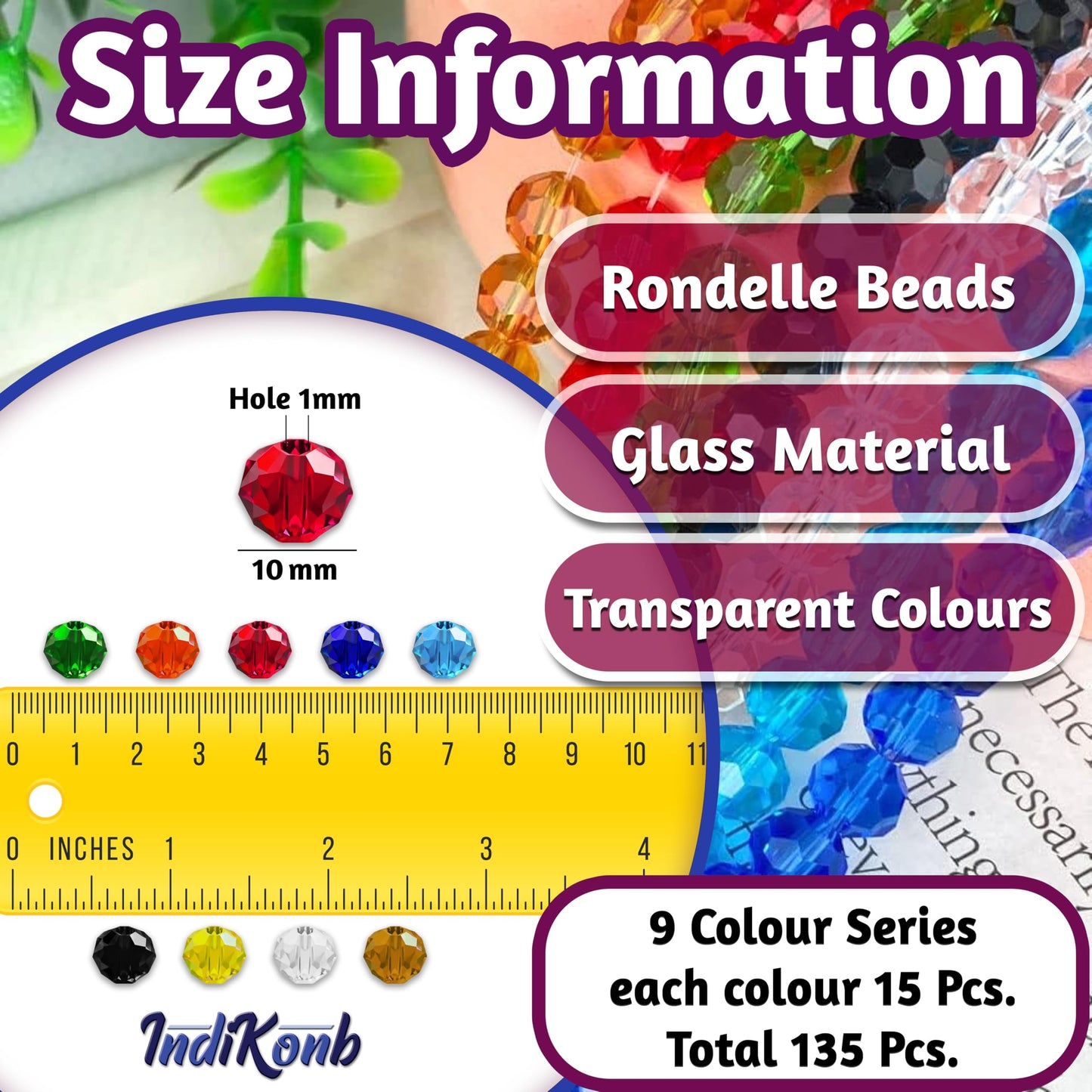 10mm Crystal Glass Beads for Jewellery Making, 10mm Multicolour image 2
