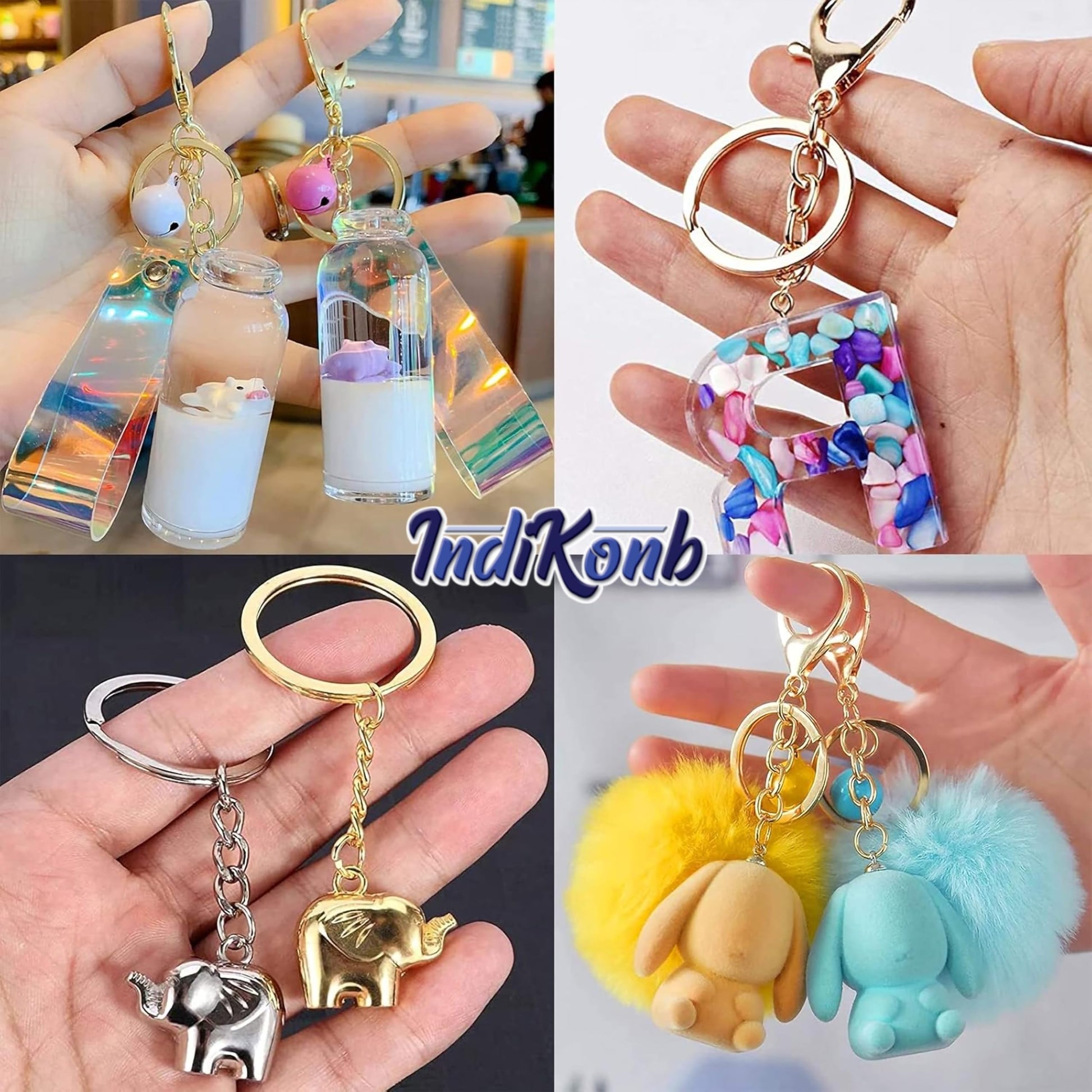 Gold Keychain Rings with Jump Rings. Alternate angle image showing product appearance and use.